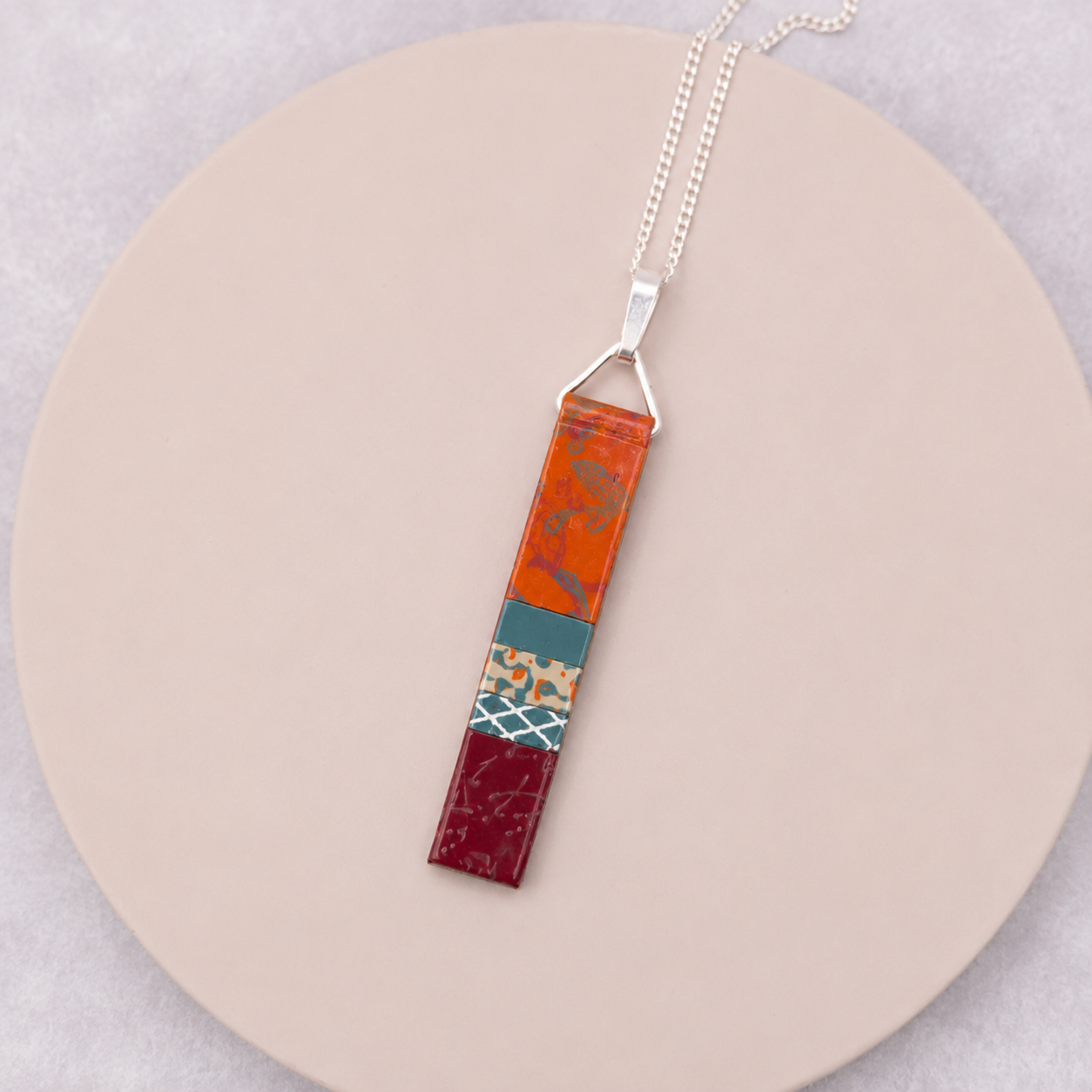 Long Slim Pendant -  Autumn Orange