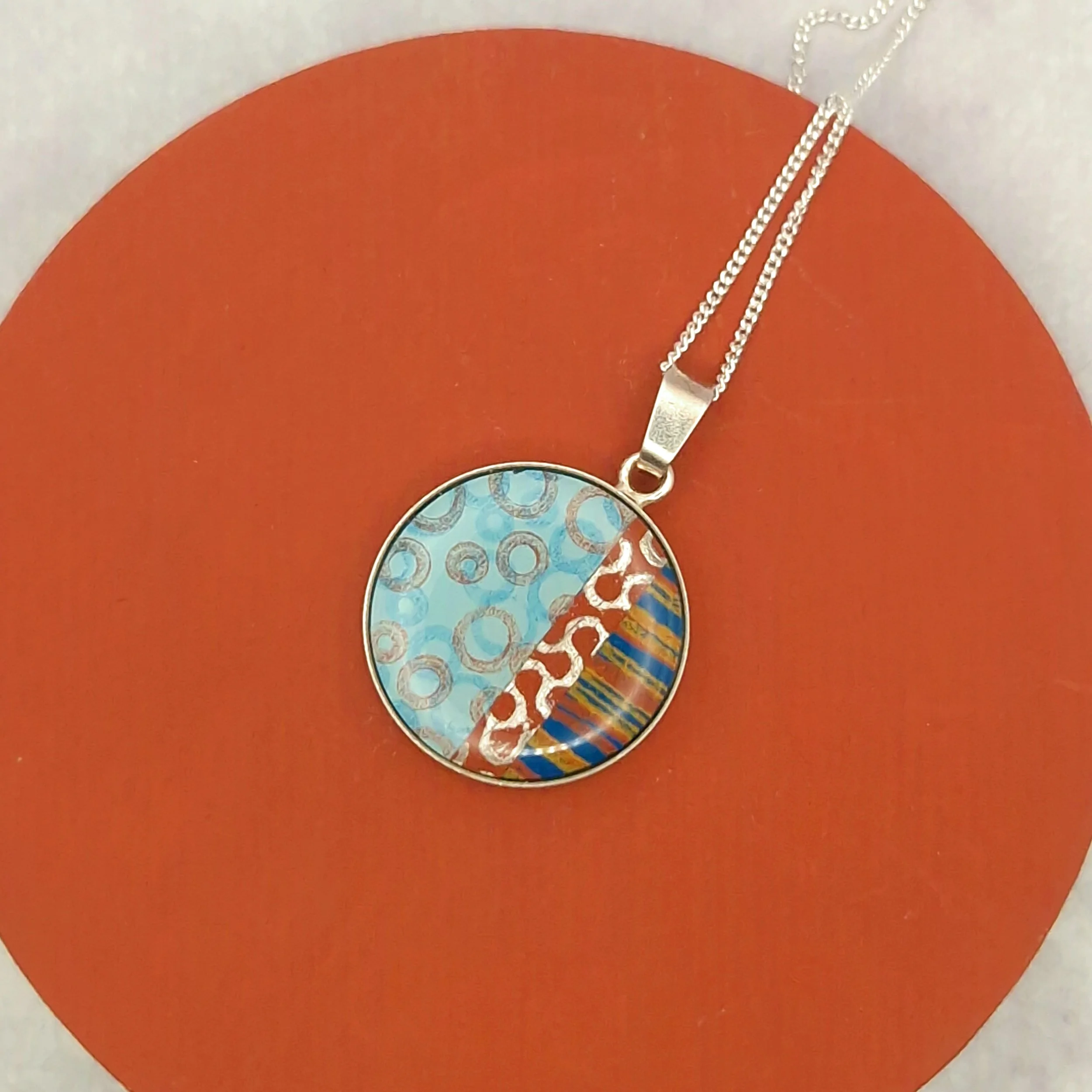 Circle Pendant -  Turquoise Terracotta