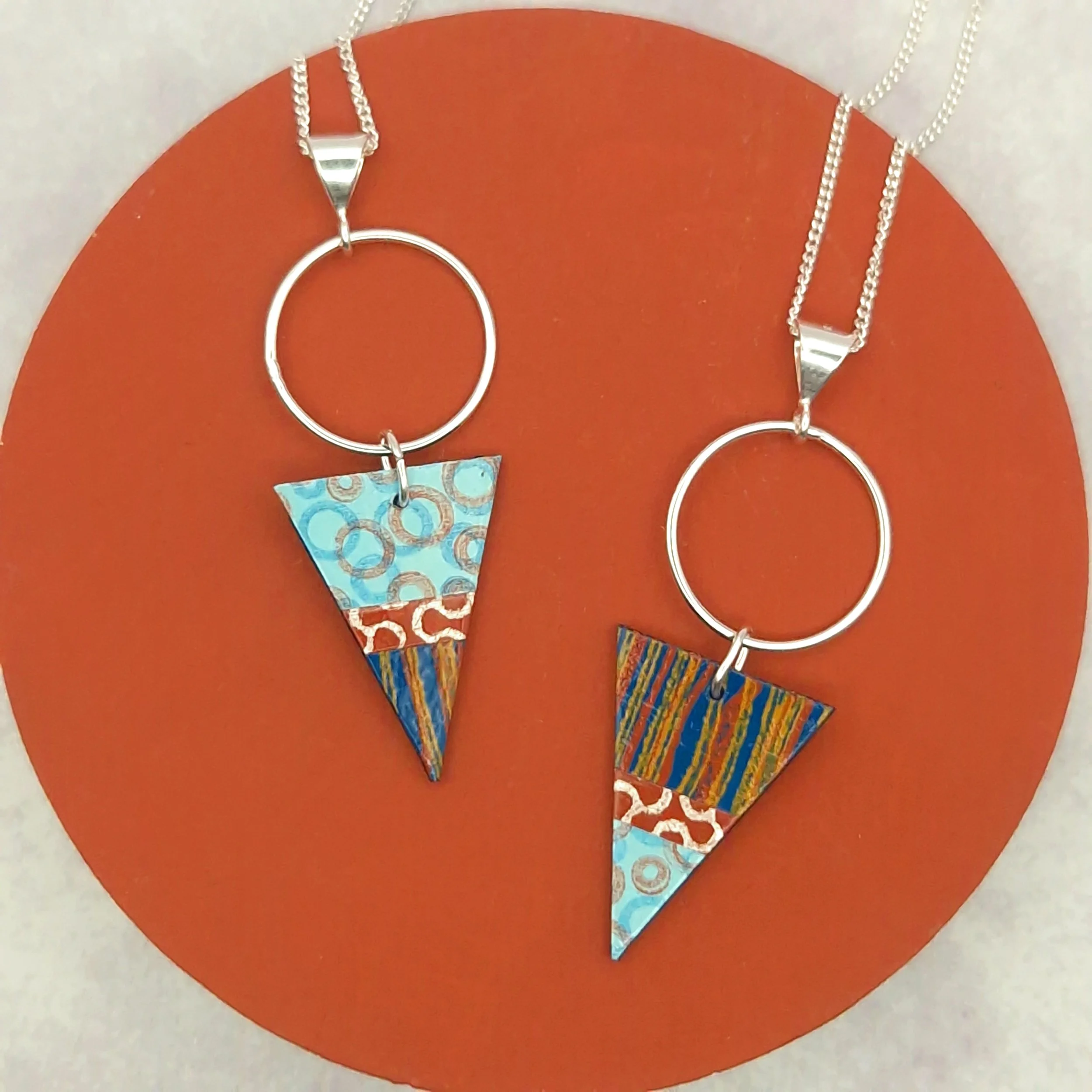 Triangle Pendant -  Turquoise Terracotta