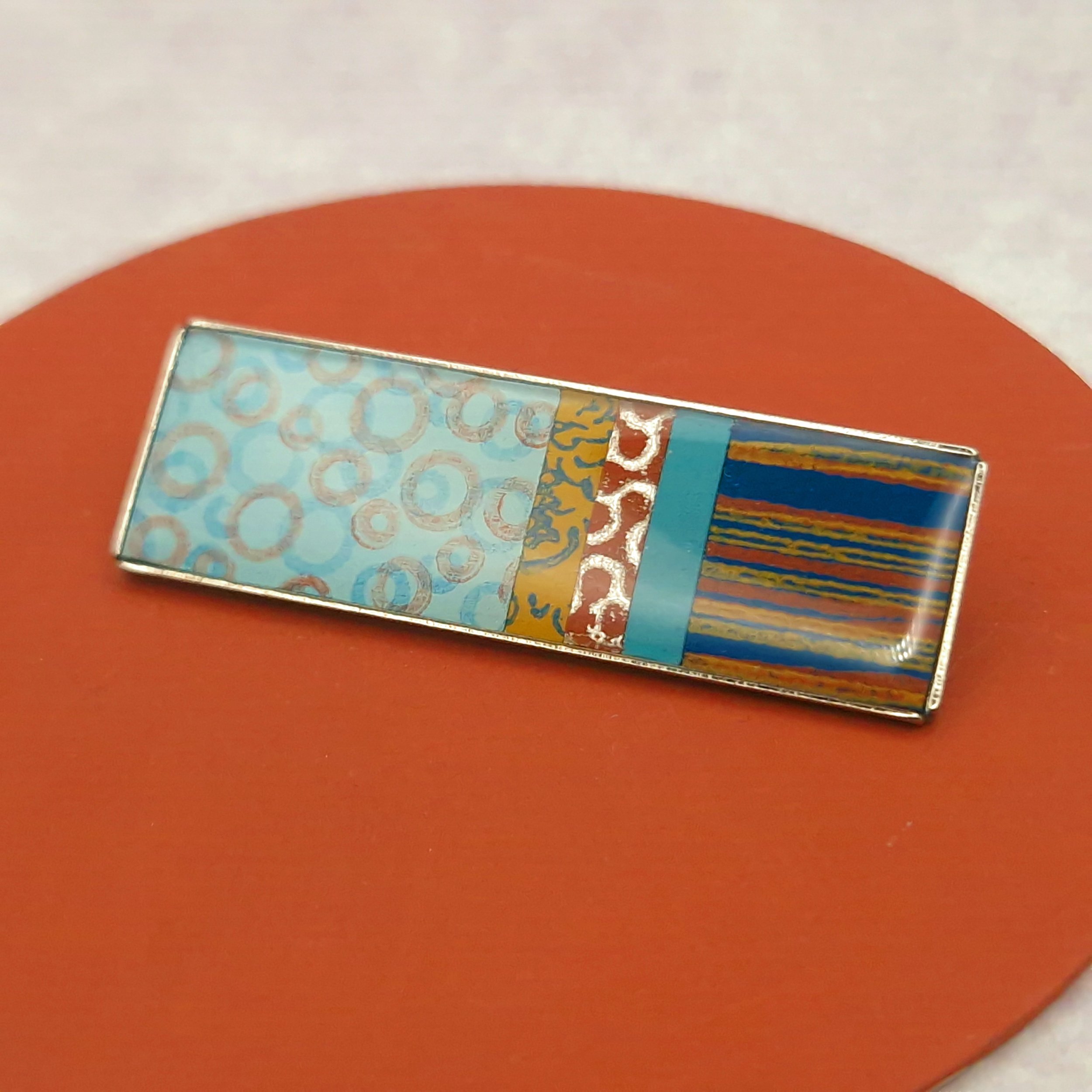 Long Brooch - Turquoise Terracotta