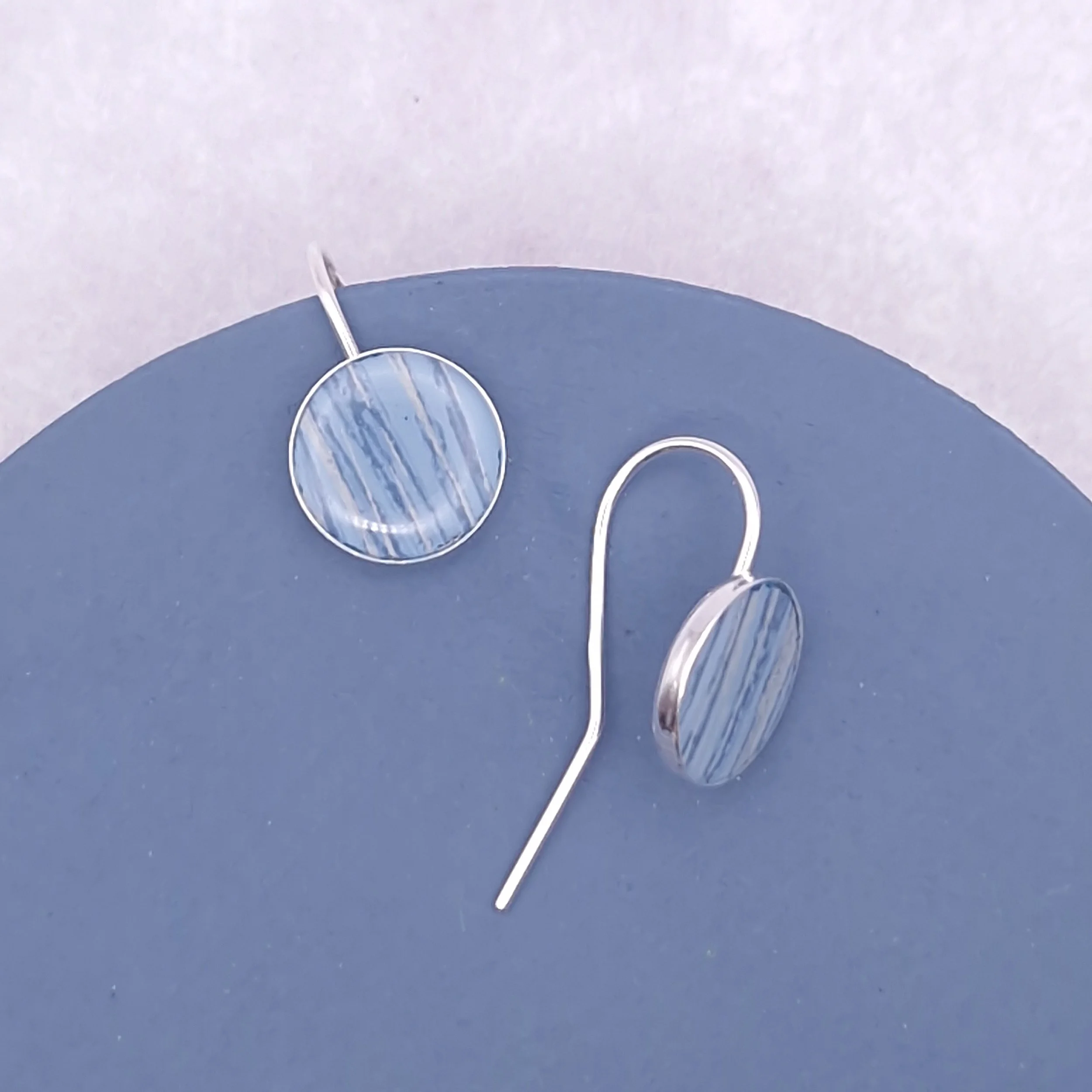 Circle Hook Earrings -  Blue Mist