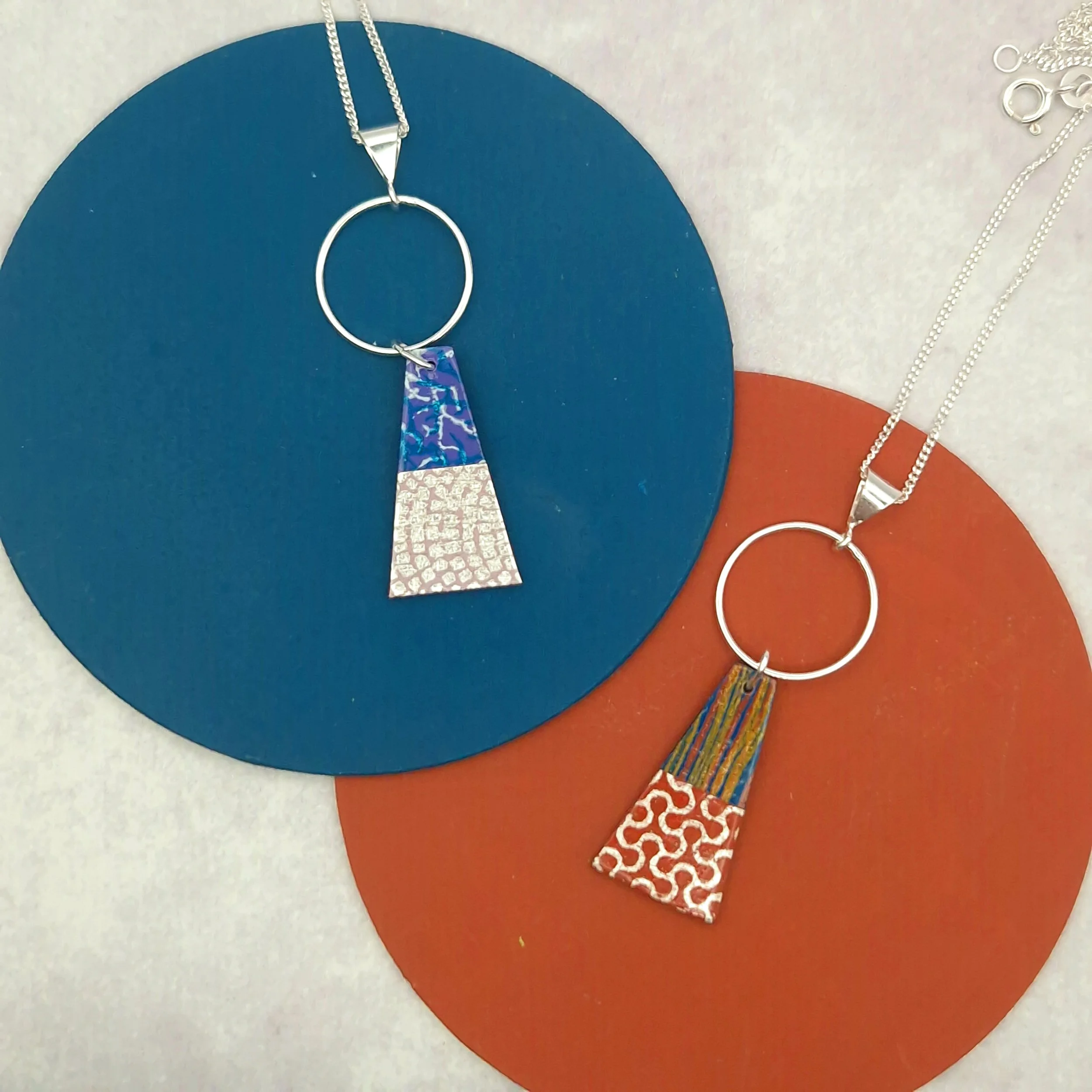 Trapeze Pendant - Turquoise Terracotta/Lilac Lagoon
