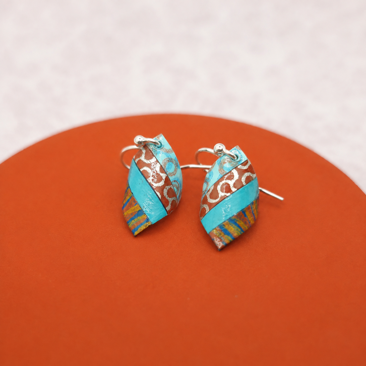 Small Handkerchief Earrings -  Turquoise Terracotta