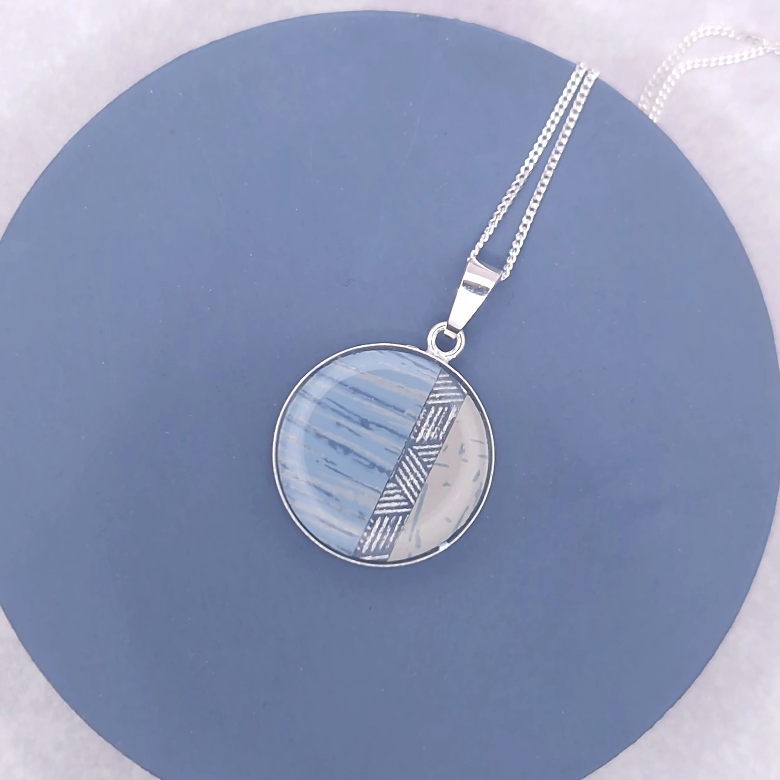Circle Pendant -  Blue Mist