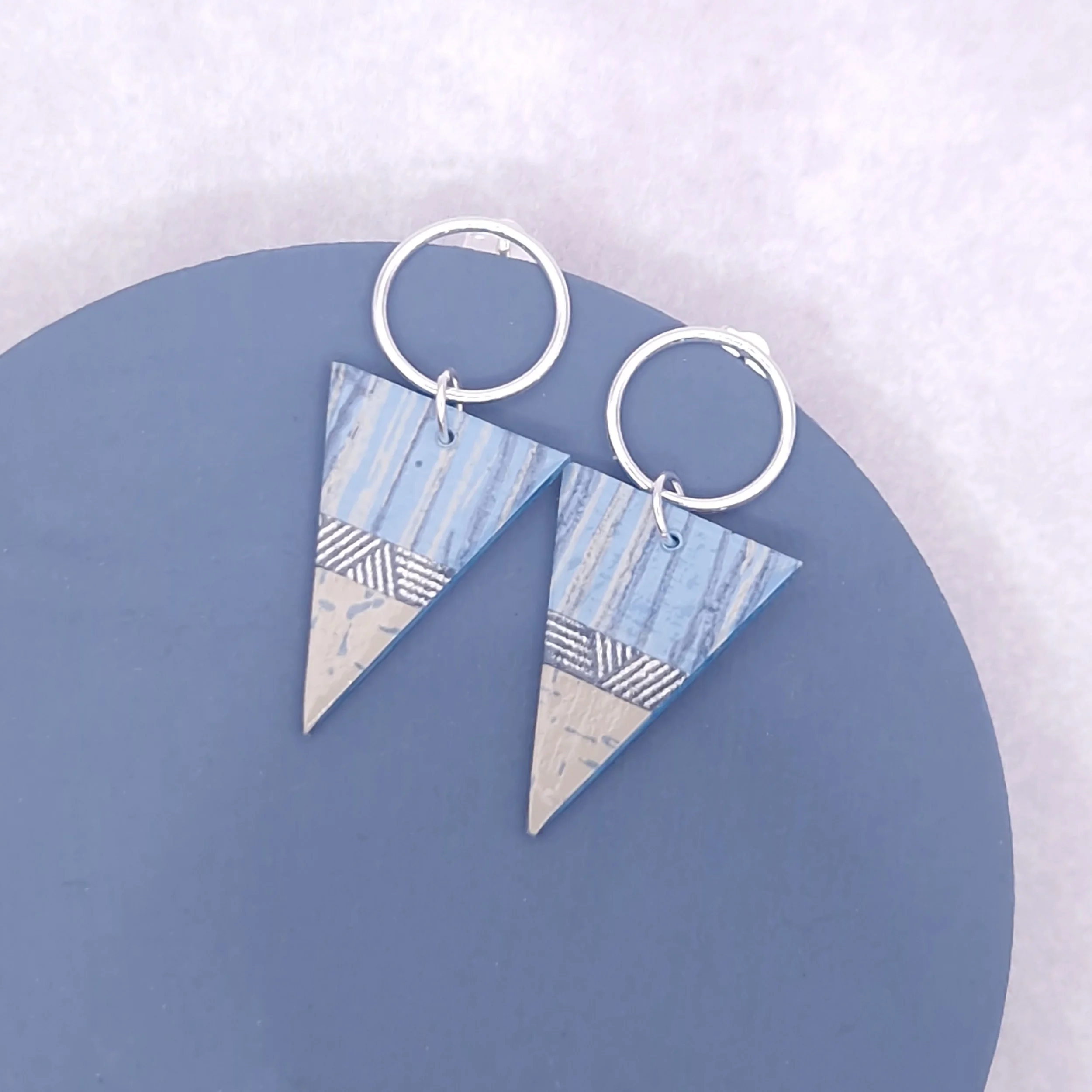 Triangle Earrings Stud - Blue Mist