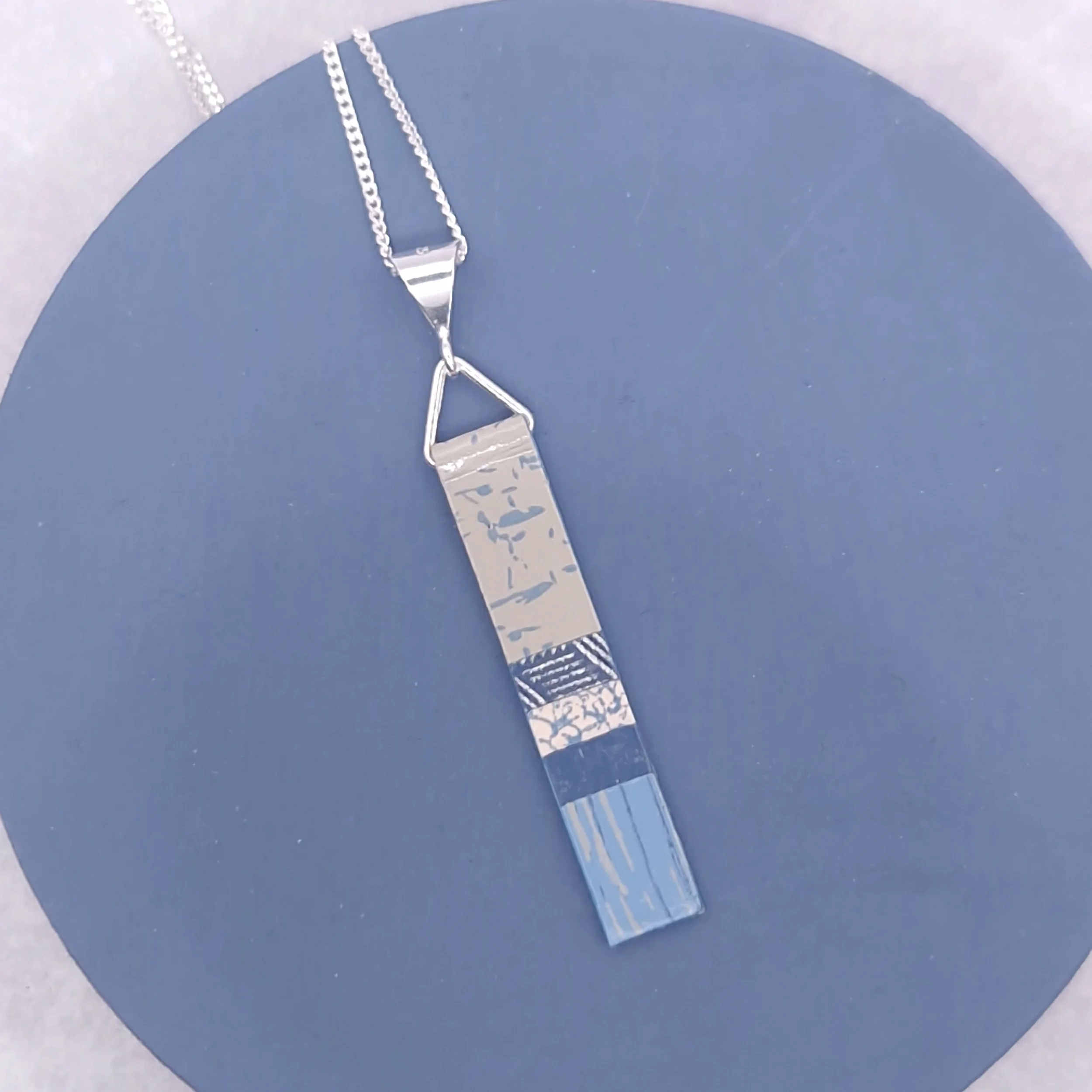 Long Slim Pendant -  Blue Mist