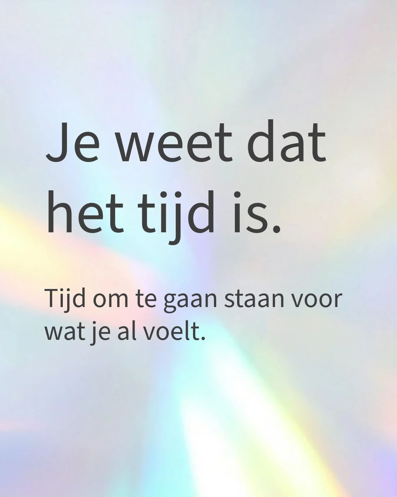 Je voelt: het is tijd.

⚡️ Tijd om niet langer te twijfelen of mee te bewegen met wat er van je verwacht wordt.

⚡️ Tijd om te stoppen met jezelf verlaten. 

⚡️ Tijd om te gaan staan voor wat je al voelt.

In dit traject gaan we dieper luisteren naar