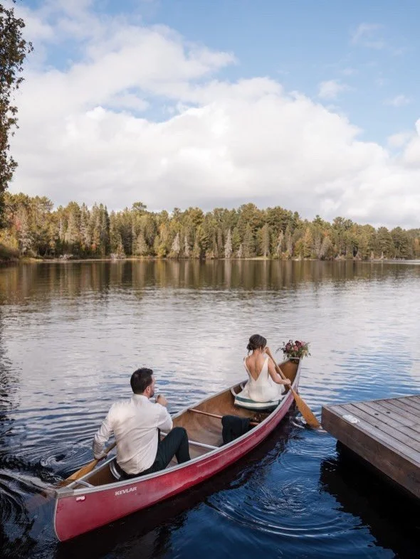This is a public service announcement to let you know there is a version of marrying your love that is completely secluded among the trees of Algonquin Park, staying tucked away in a stunning log cabin, and travelling to your ceremony by canoe.  We e