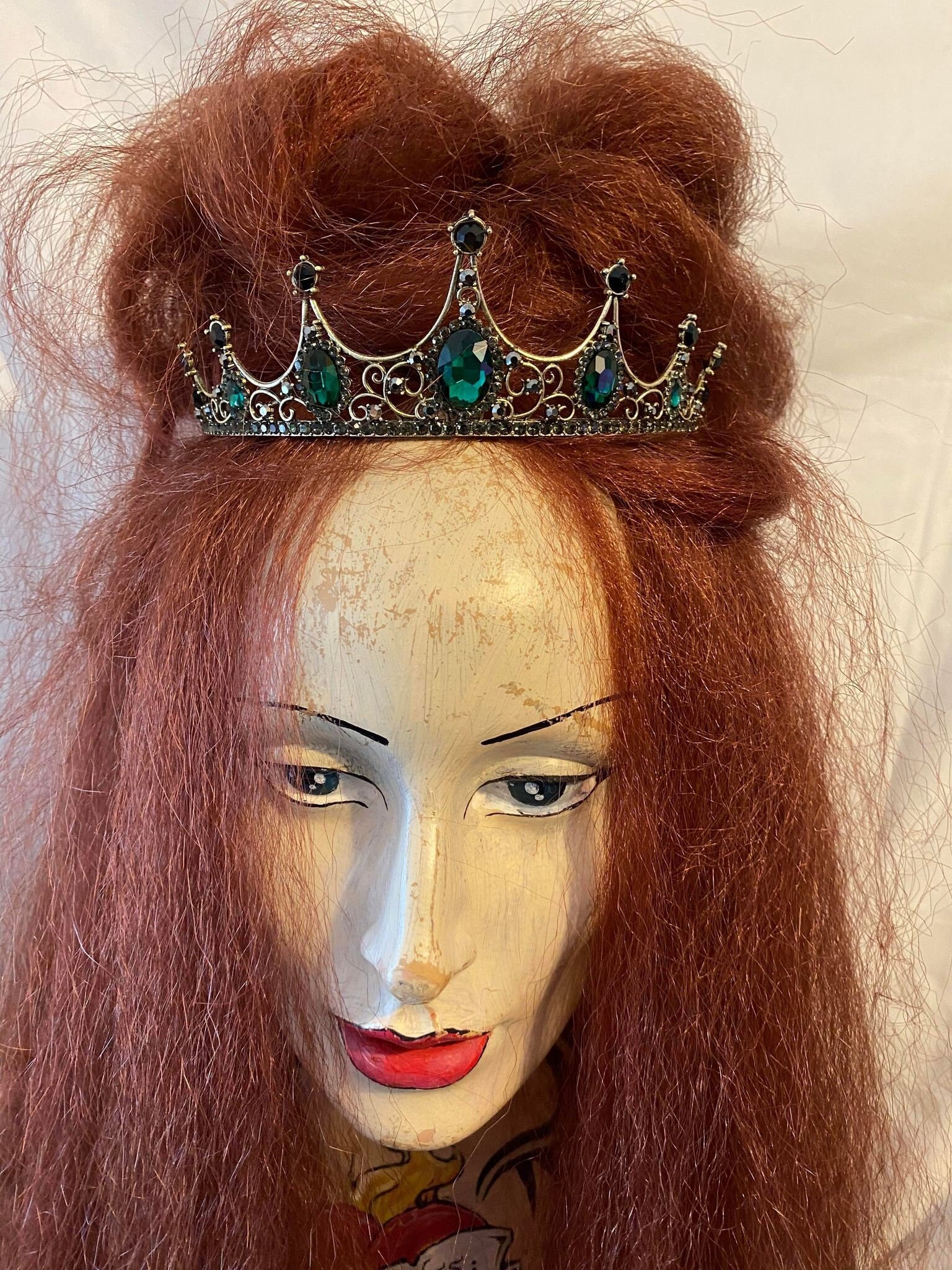 Emerald and brass Elfin fairy queen crown