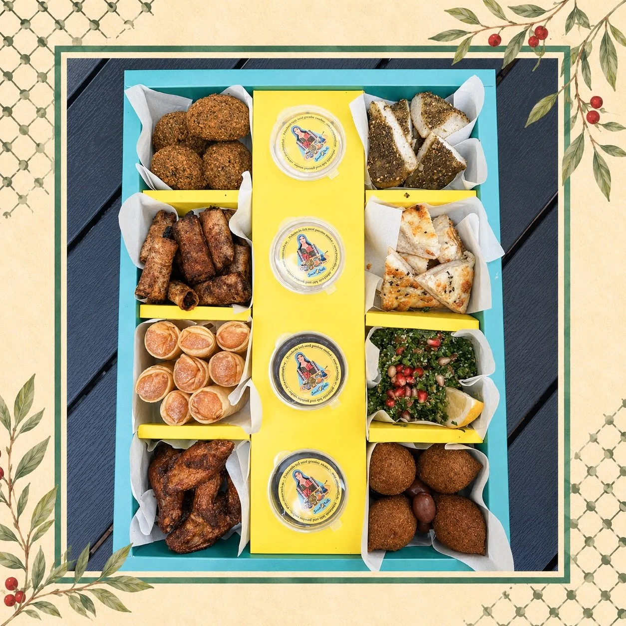Hur mycket favoriter f&aring;r plats i en l&aring;da? ❤️

Manakish Za&rsquo;atar &amp; Jibneh, Falafel, Musakhan rullar, Tabbouleh, Kubbeh, Oliver, Ostullar, Kycklingvingar och sj&auml;lvklart Hummus, Baba Ghanouj, Muhammara &amp; Labneh! 😍

Allt de