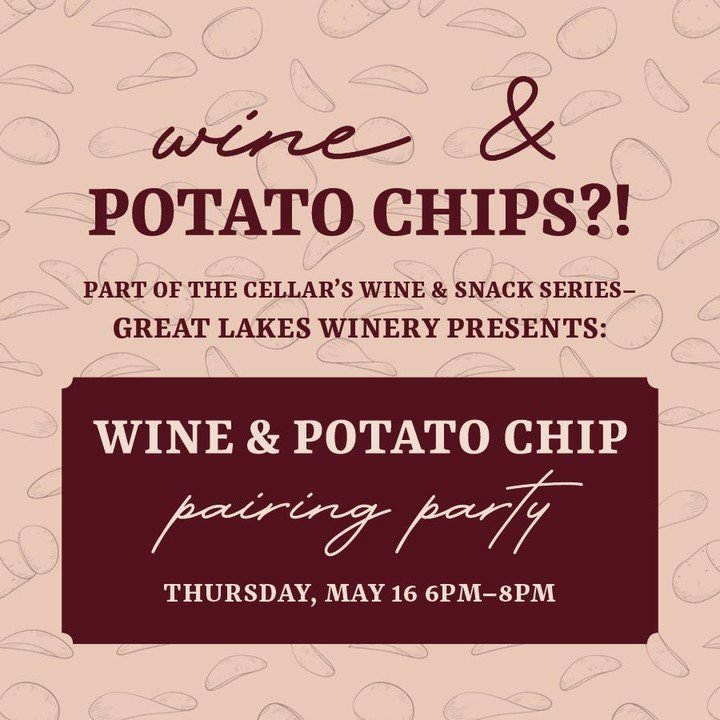 🍷🥂✨ Sip, Crunch, Repeat! Join us for an unforgettable Wine &amp; Chip Pairing Event! 🍇🧀

- $20 Admission includes; 10 Wine &amp; Chip Pairings, Discounted Pre-Orders, 50% Off Snack Boards, and Discounted Admission to our next event

Space is limi