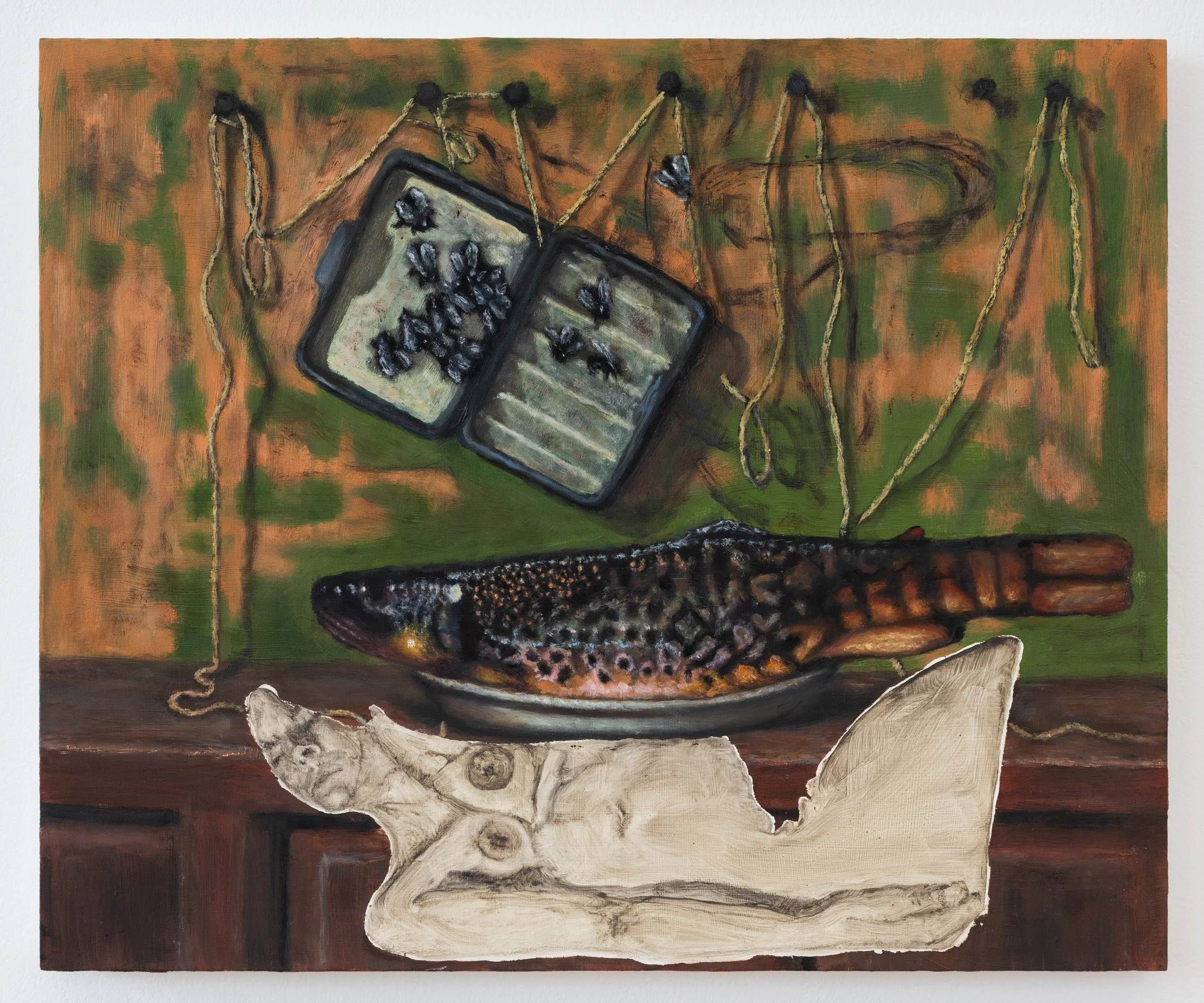 Trout, 2026, 12 x 13 inches, oil paint on dibond