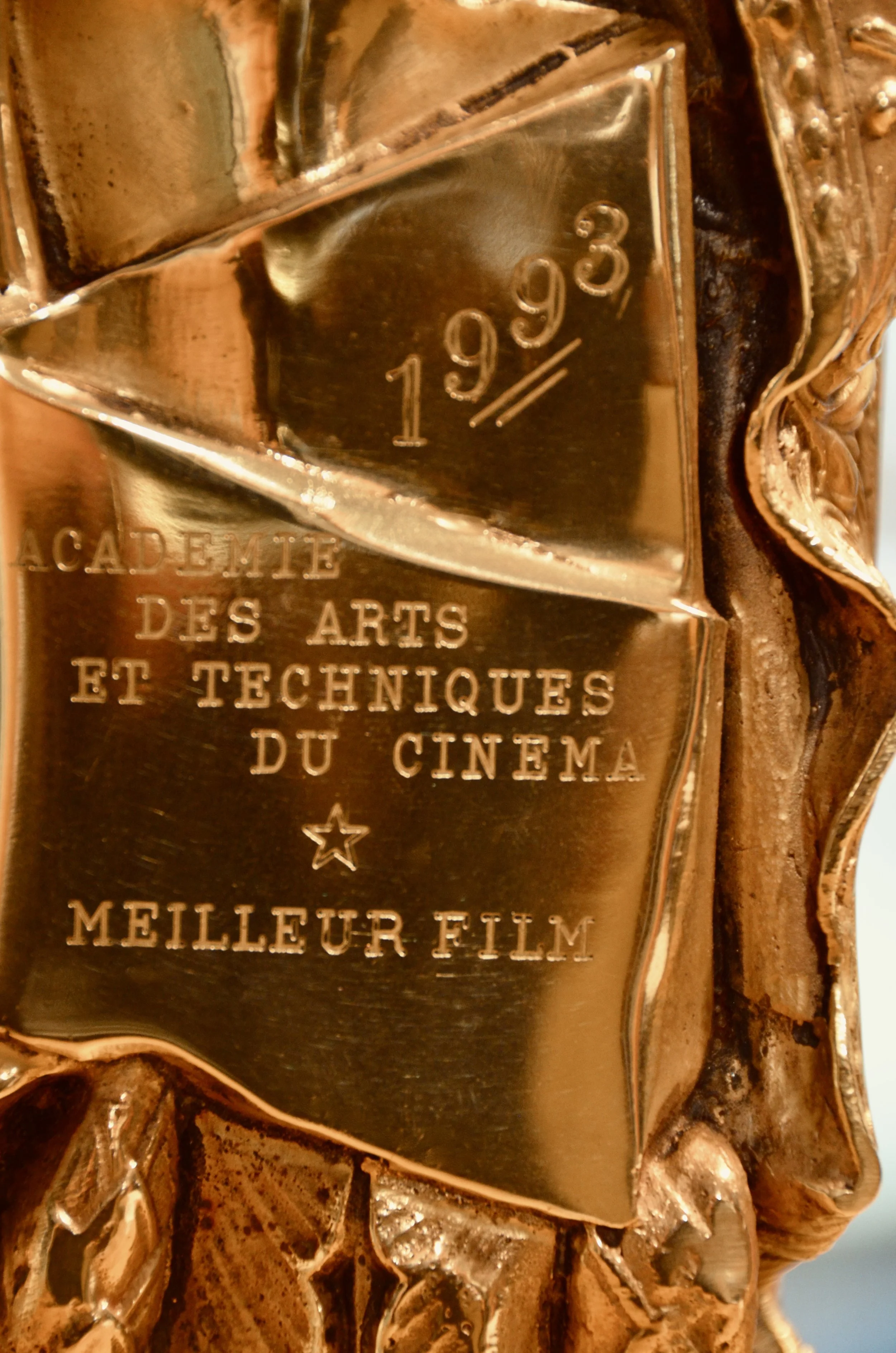 Inscription de l'Académie des arts du cinéma, datée de 1993, avec des inscriptions en français et une étoile.