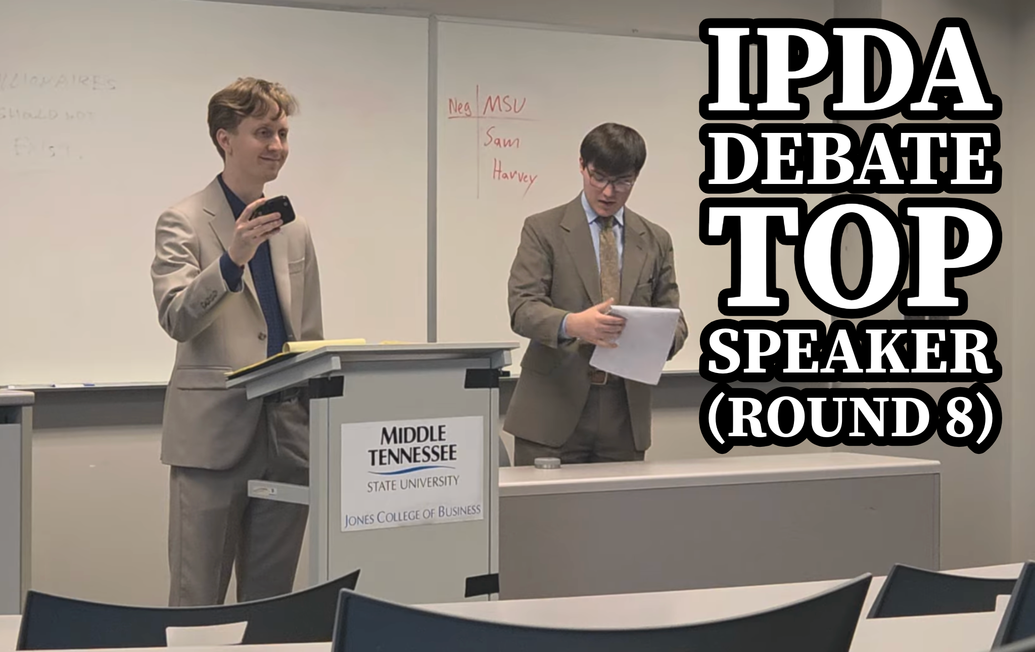 Iain won his final preliminary round at the 2026 IPDA National Championship in a debate about income inequality, becoming the first professional debater to win three national titles in the same year.