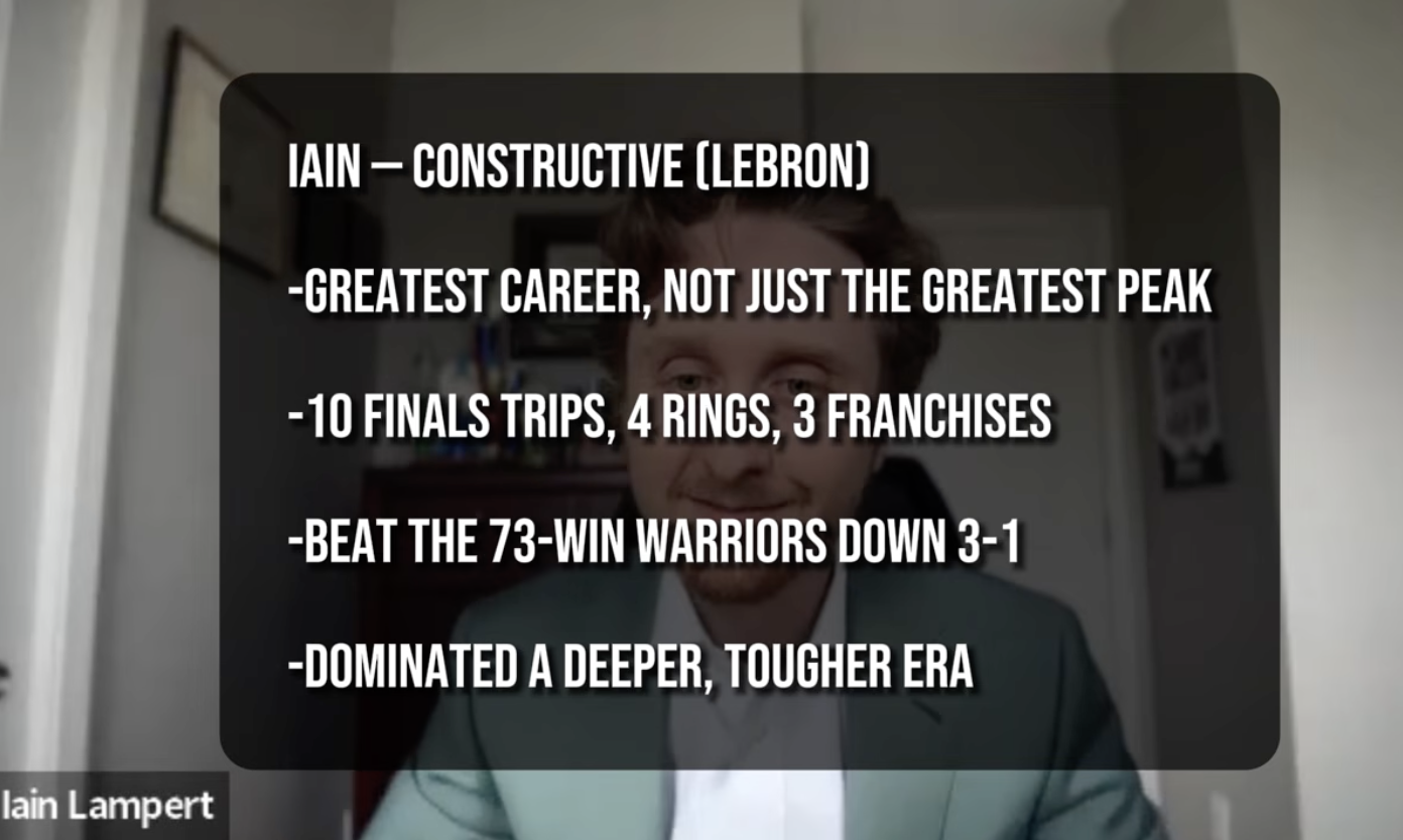 I affirm that Lebron is the basketball GOAT (a showcase round with national champion Lindsay Duede).