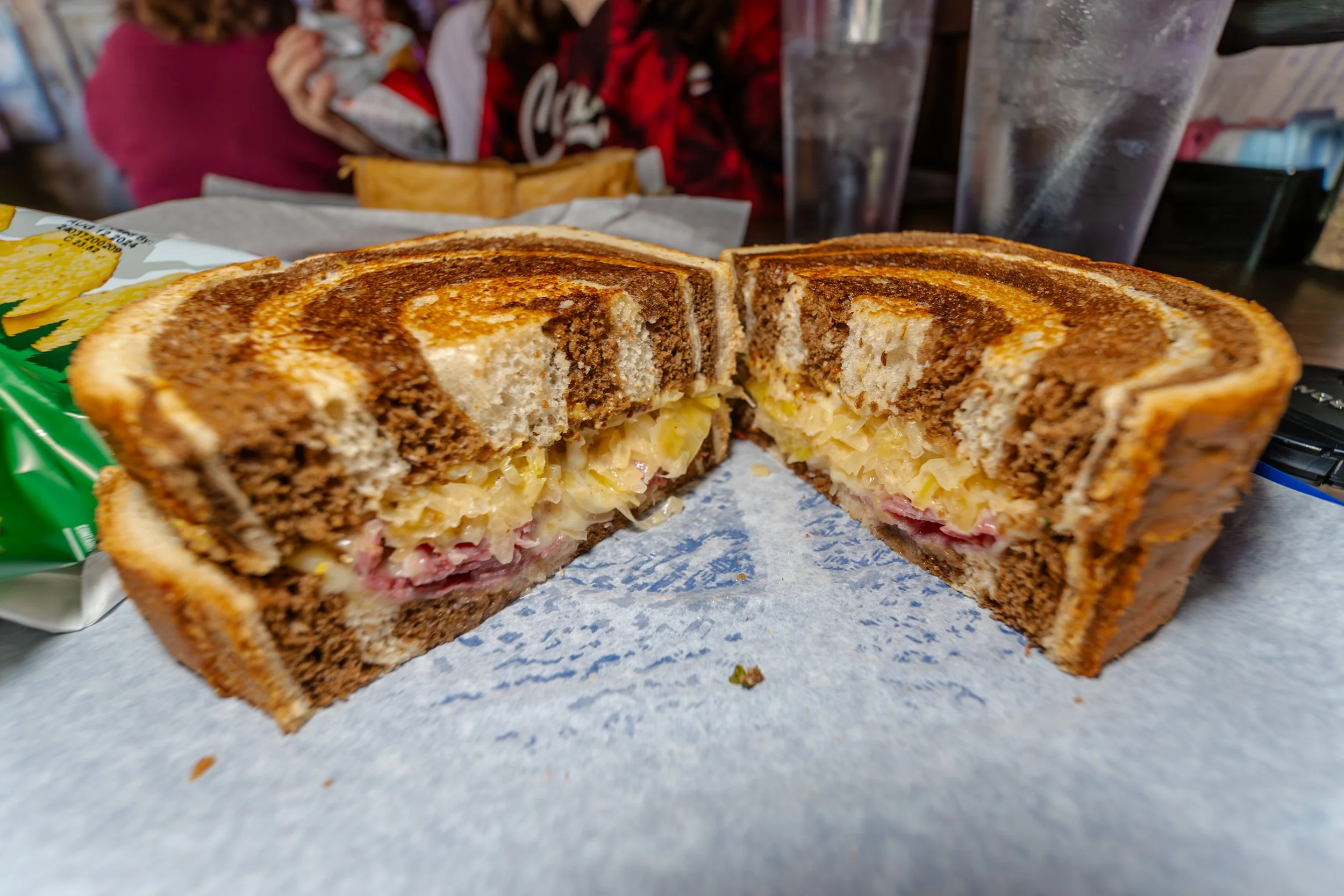 Reuben sandwich on marble rye at Bison Witches in Tucson Arizona