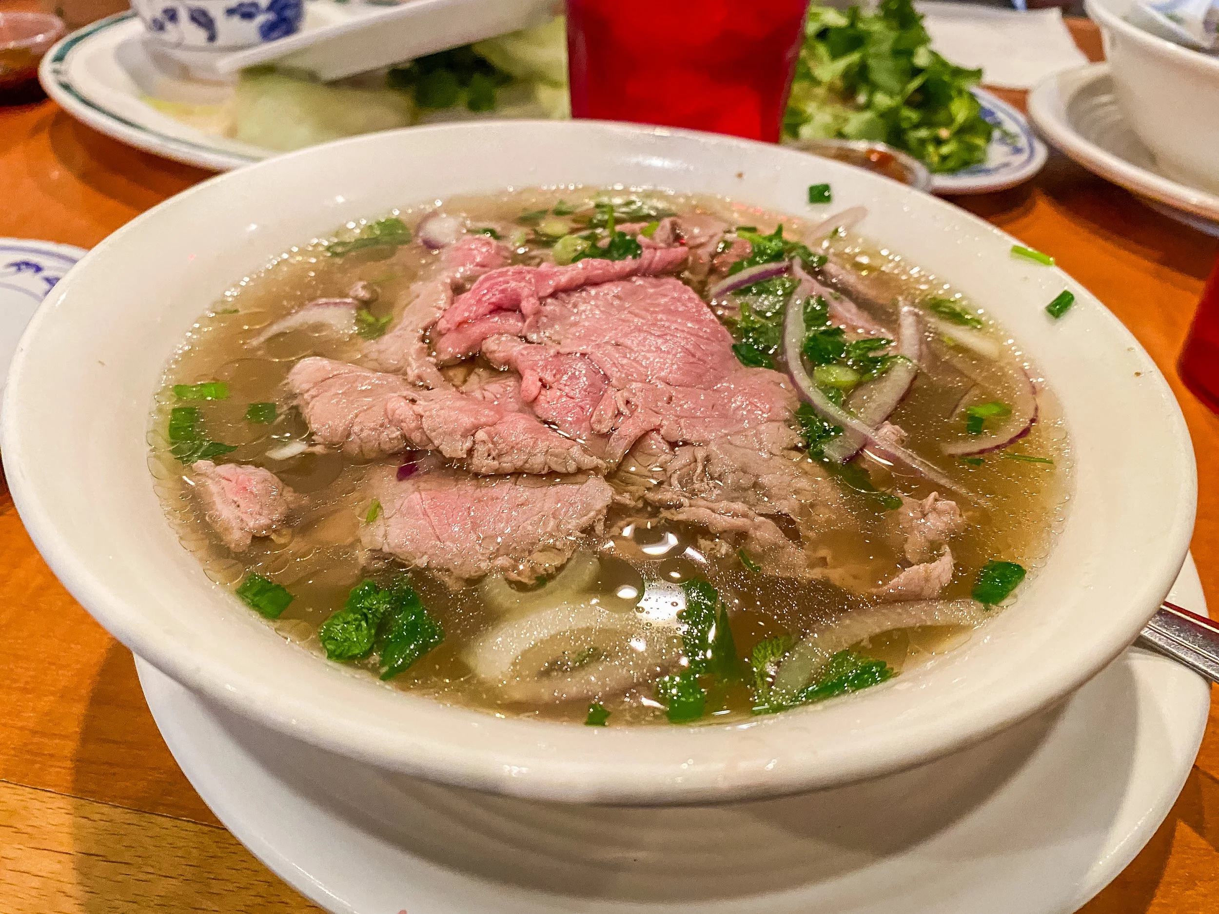 Traditional beef pho soup at Miss Saigon in Tucson Arizona