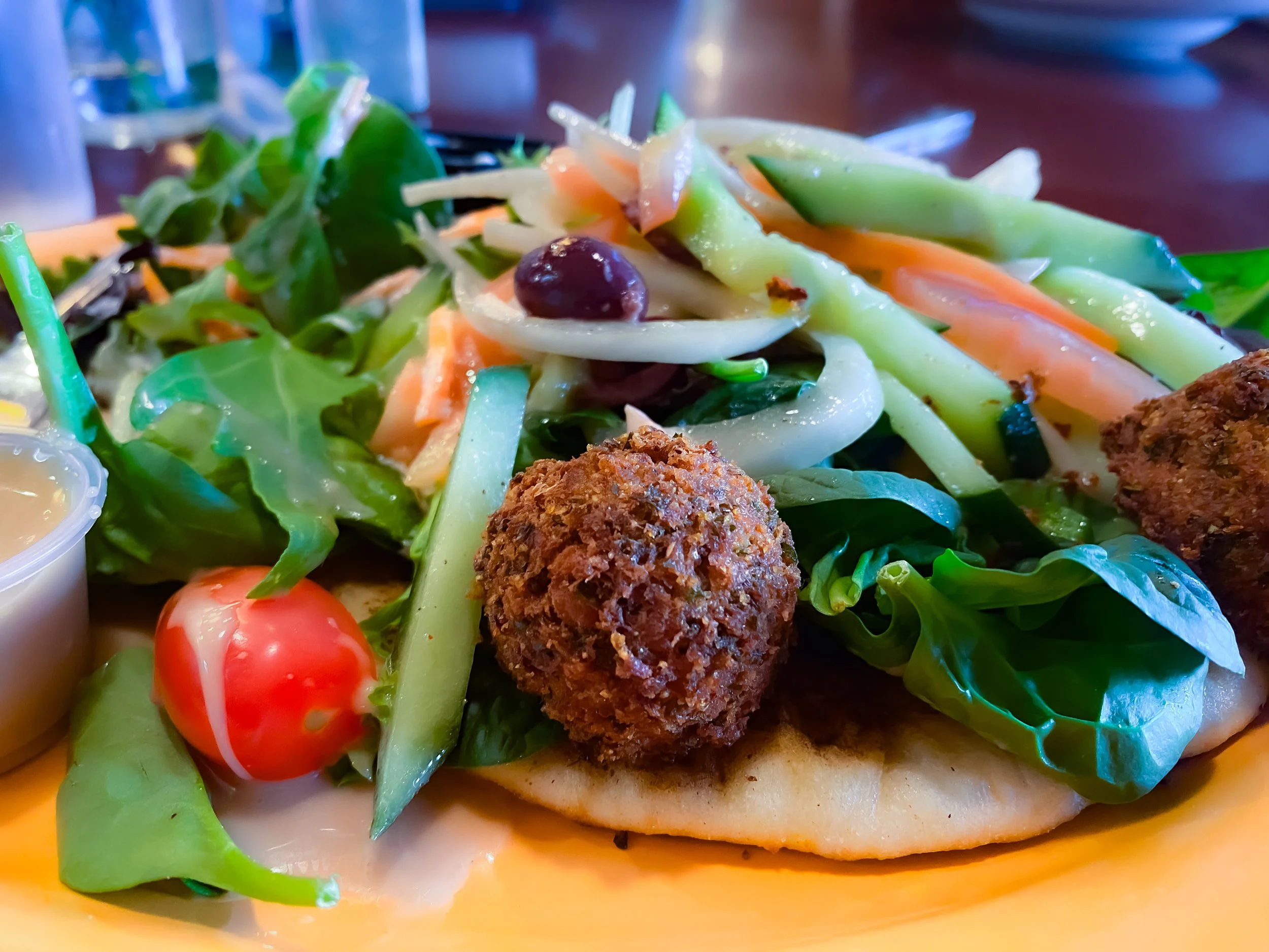 House-made falafel salad at Lovin’ Spoonfuls vegan restaurant in Tucson Arizona