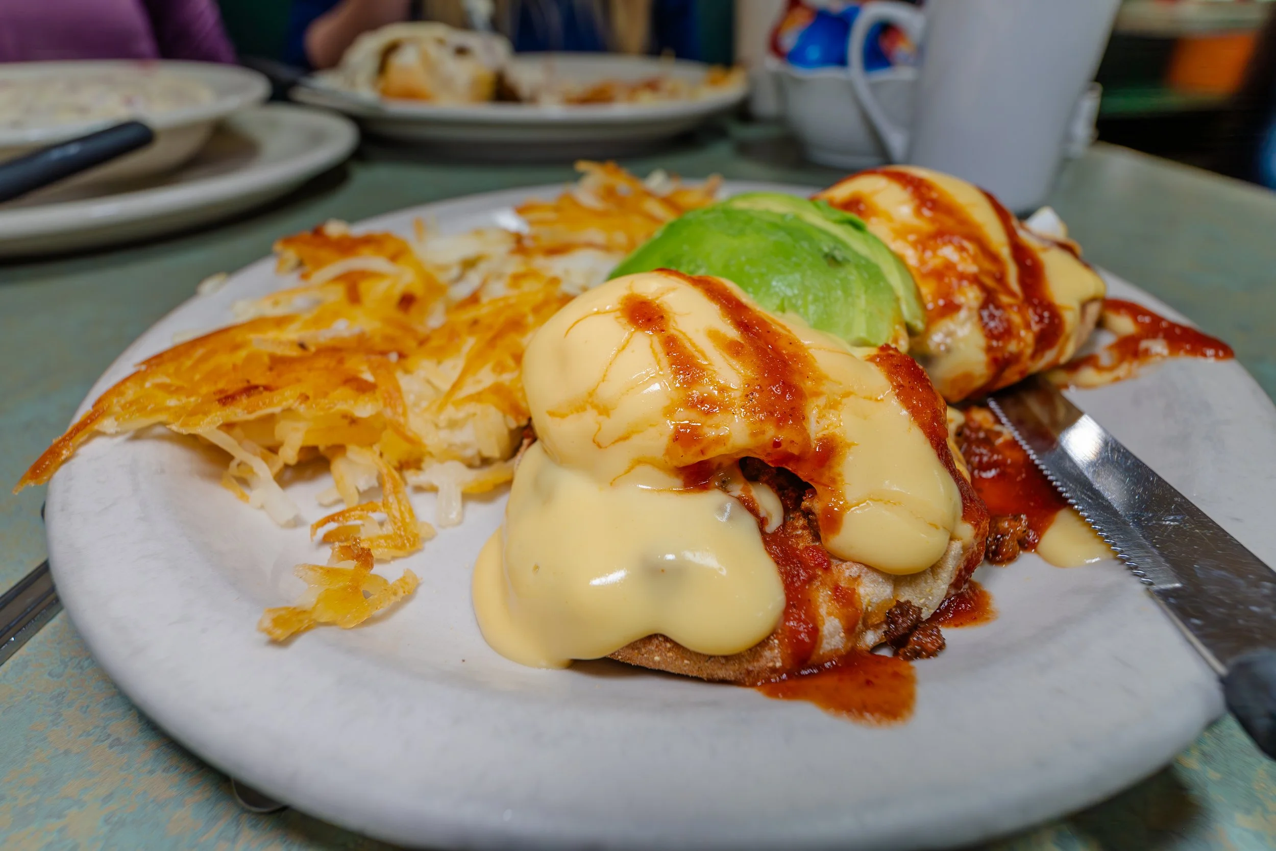 Sonoran Eggs Benedict at The Hungry Fox in Tucson Arizona