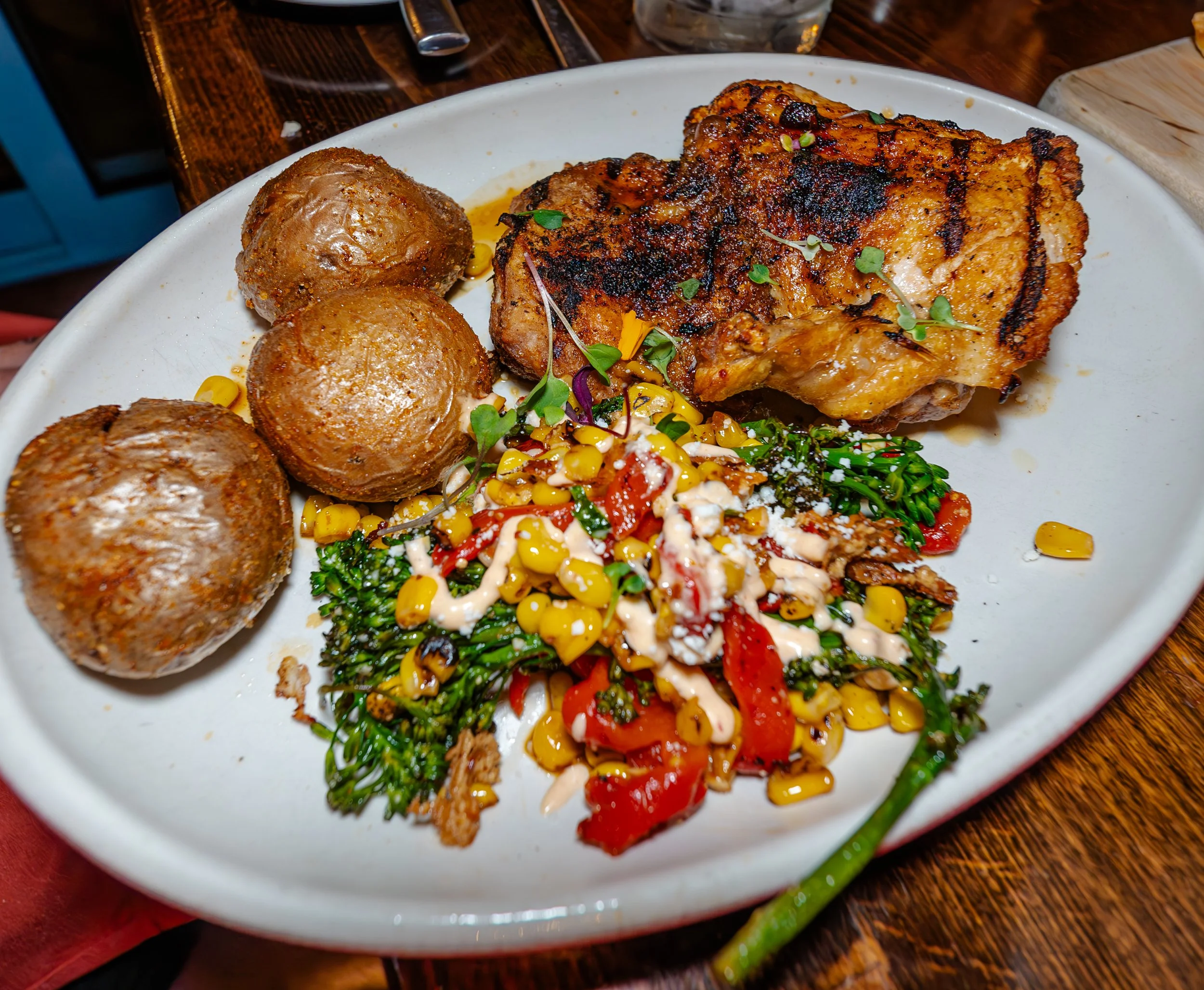 Seasonal Southwest chicken dinner at Cielos at Lodge on the Desert in Tucson Arizona