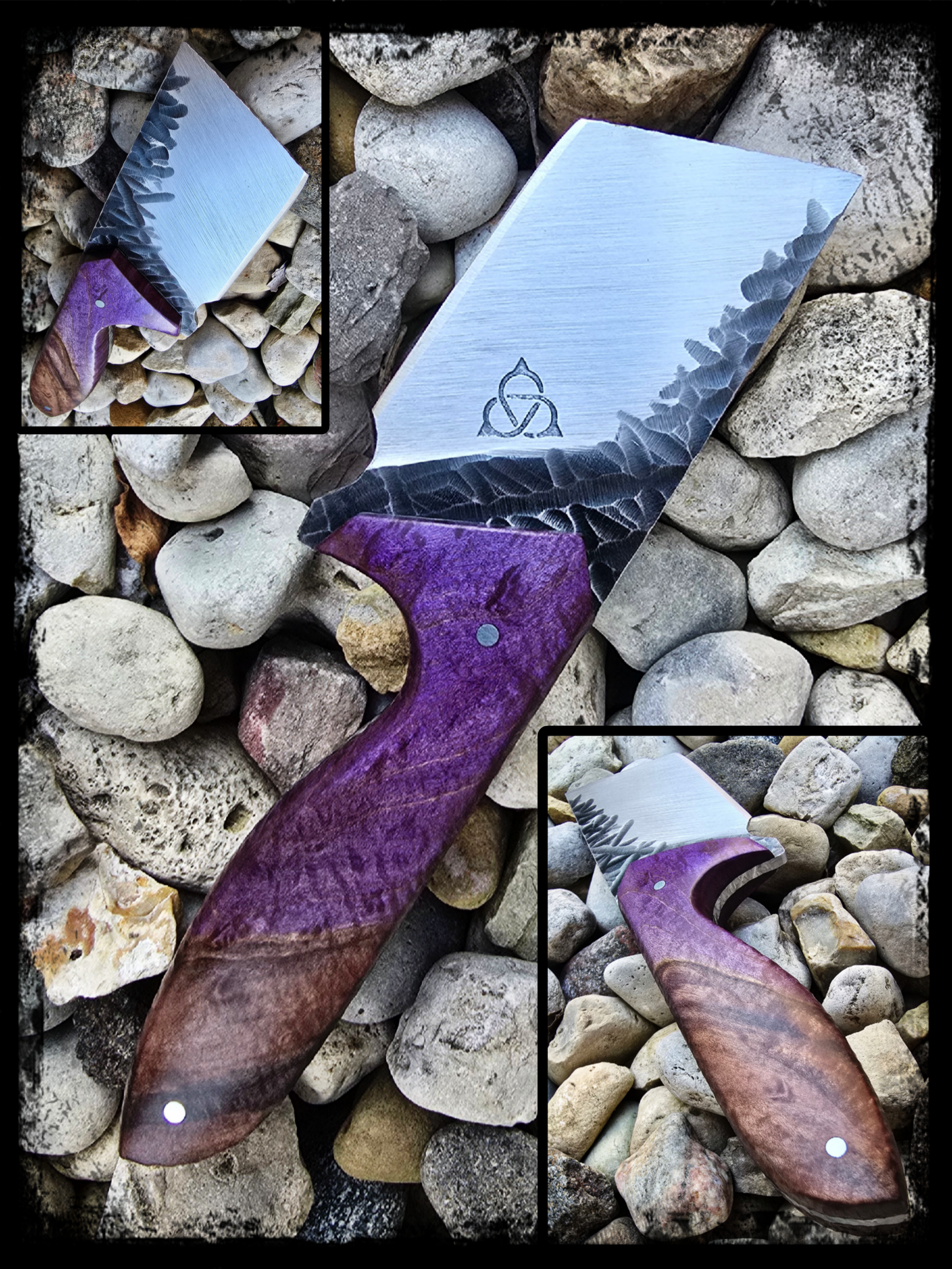 custom EDC knife made from carbon steel by gordian key forge
