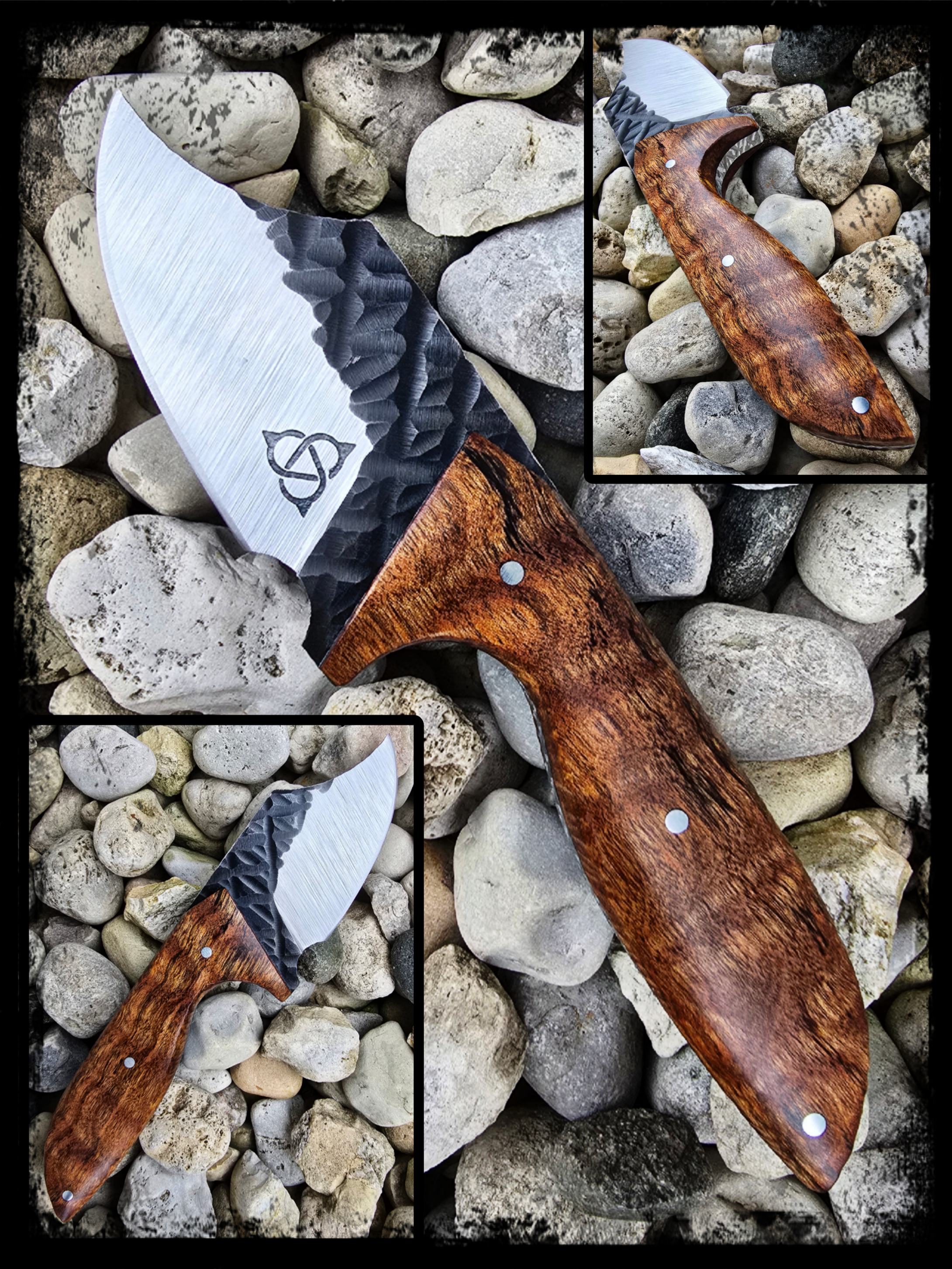 custom EDC knife made from carbon steel by gordian key forge