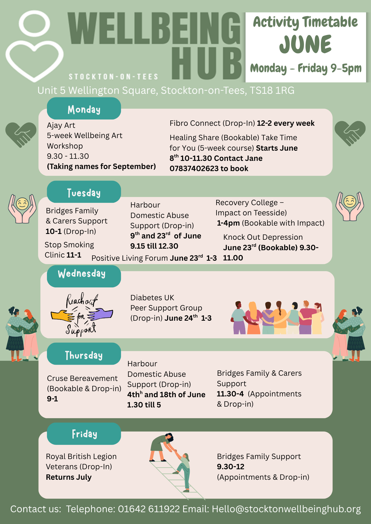 Stockton Wellbeing Hub – June Timetable