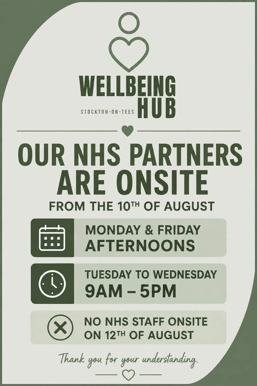 Dates NHS Partners  are On Site at Stockton Wellbeing Hub