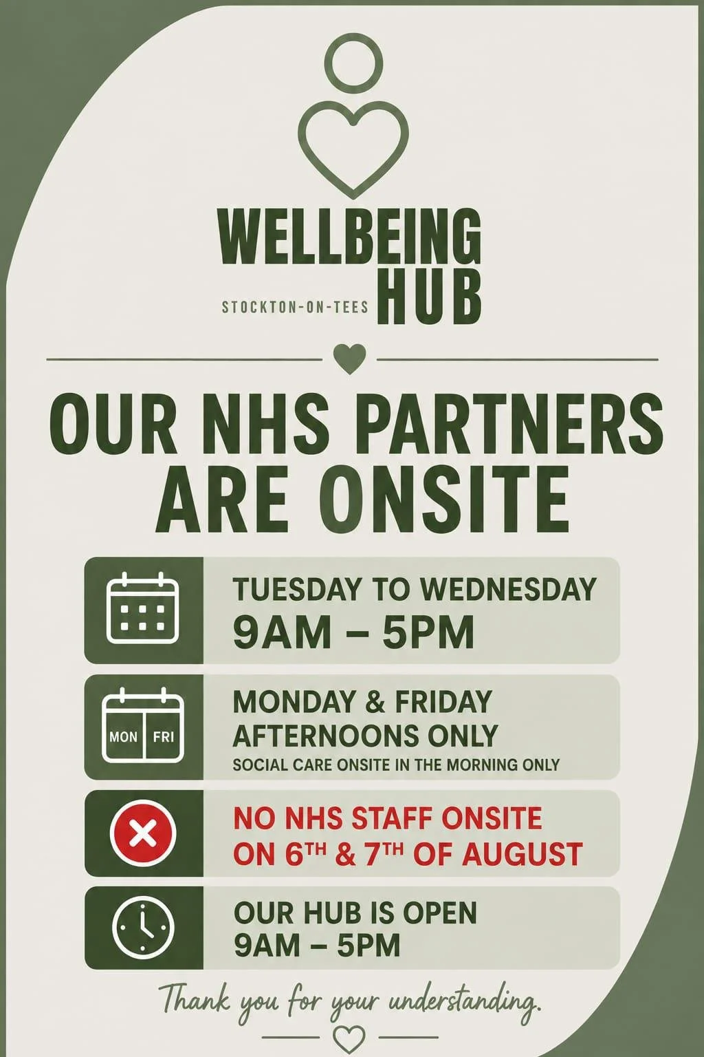 Dates NHS Partners  are On Site at Stockton Wellbeing Hub