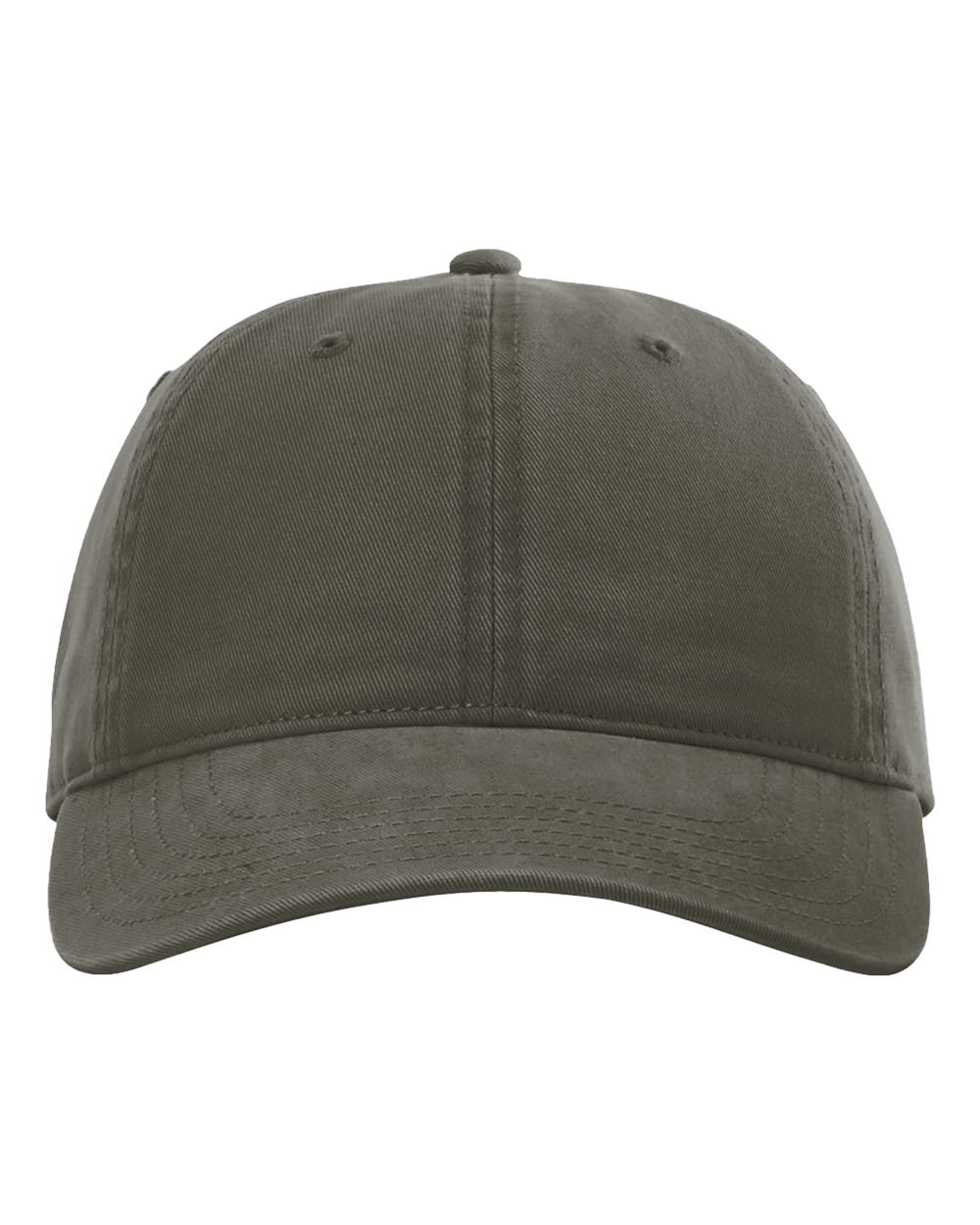 Richardson 326 Brushed Twill Cap in Army Green, shown from front angle with curved visor and unstructured crown