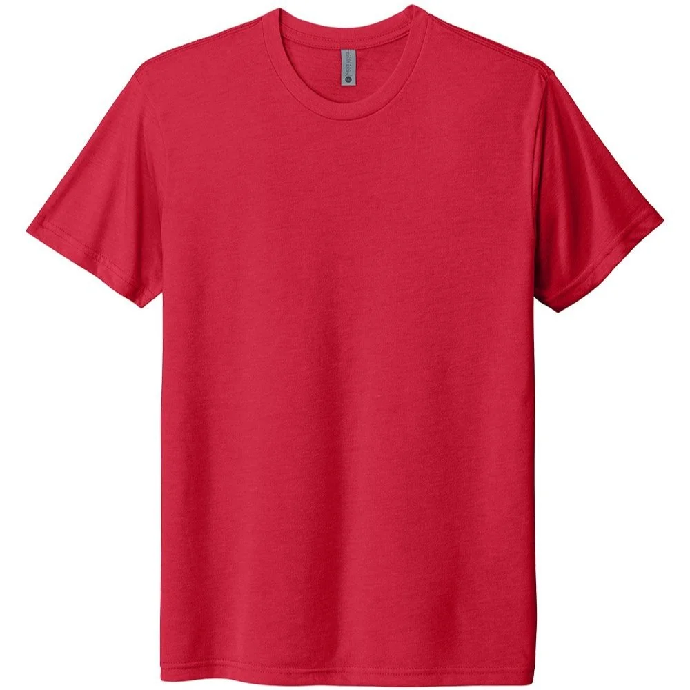 Next Level 6010 tri-blend t-shirt in Red, front view with retail fit and soft hand