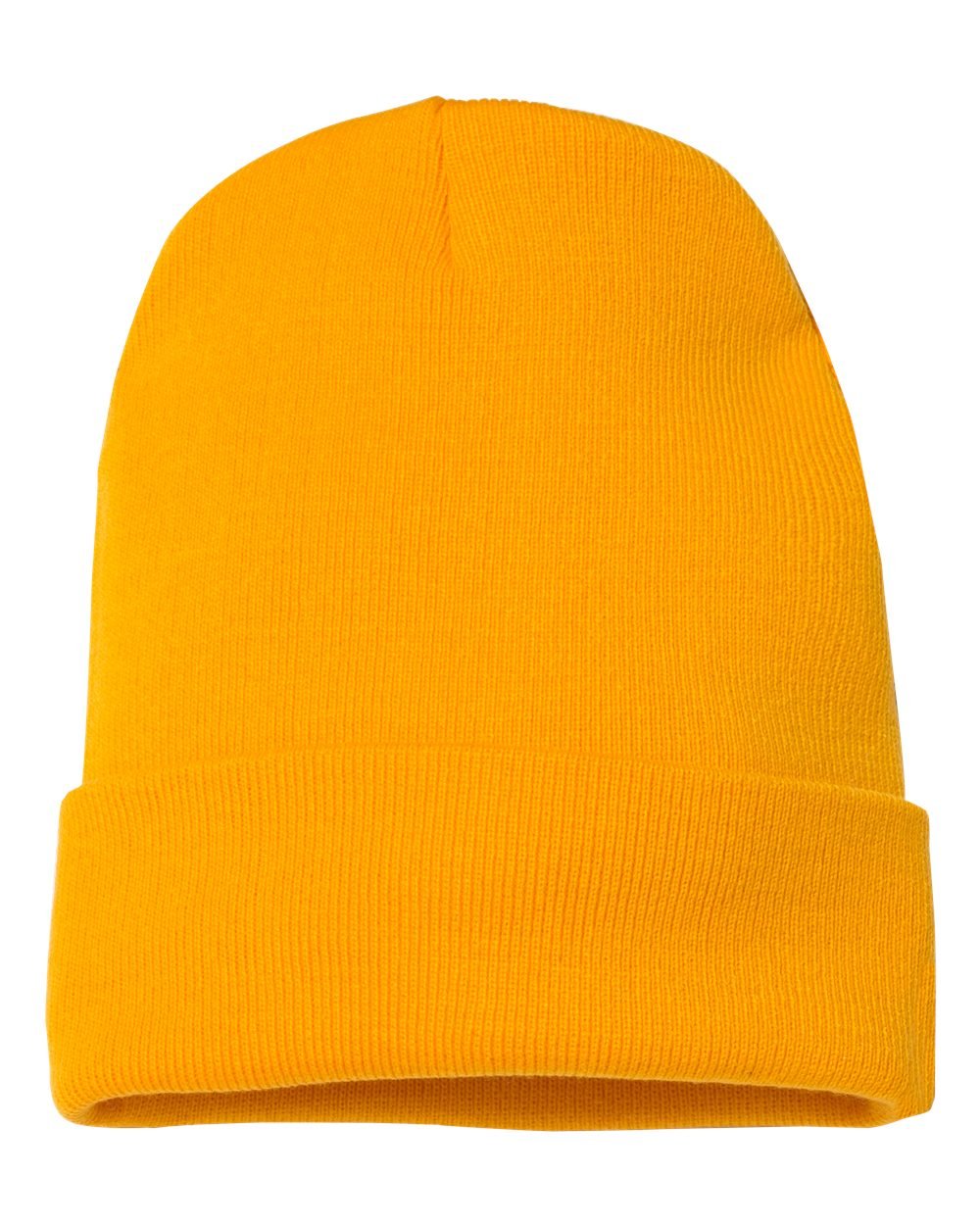 YP Classics 1501KC Cuffed Knit Beanie in Gold, front view with folded cuff