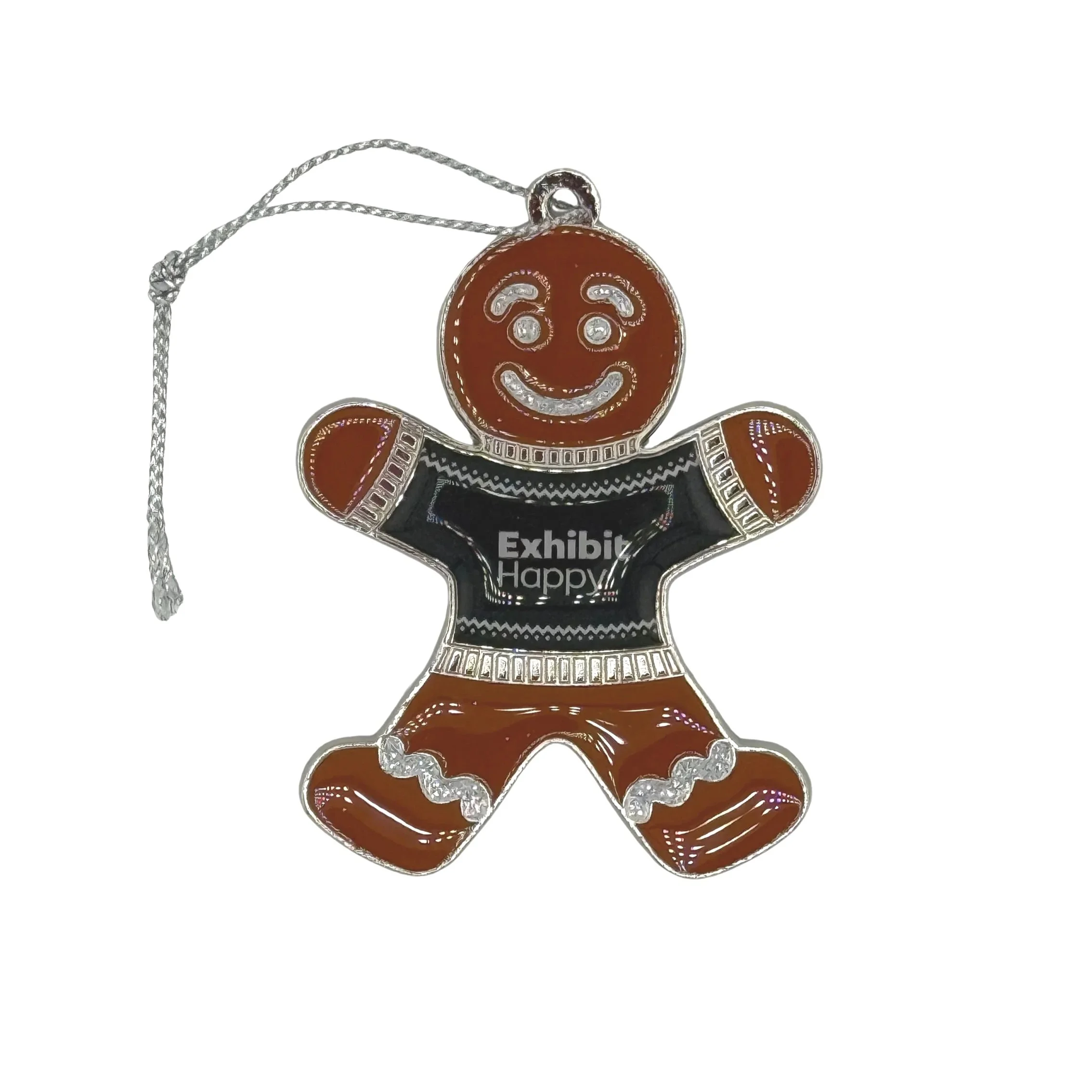 Custom branded holiday ornament designed for Exhibit Happy by Steelhead corporate gifting and seasonal marketing campaigns. This high-quality promotional product combines festive design with brand visibility, making it ideal for client appreciation g