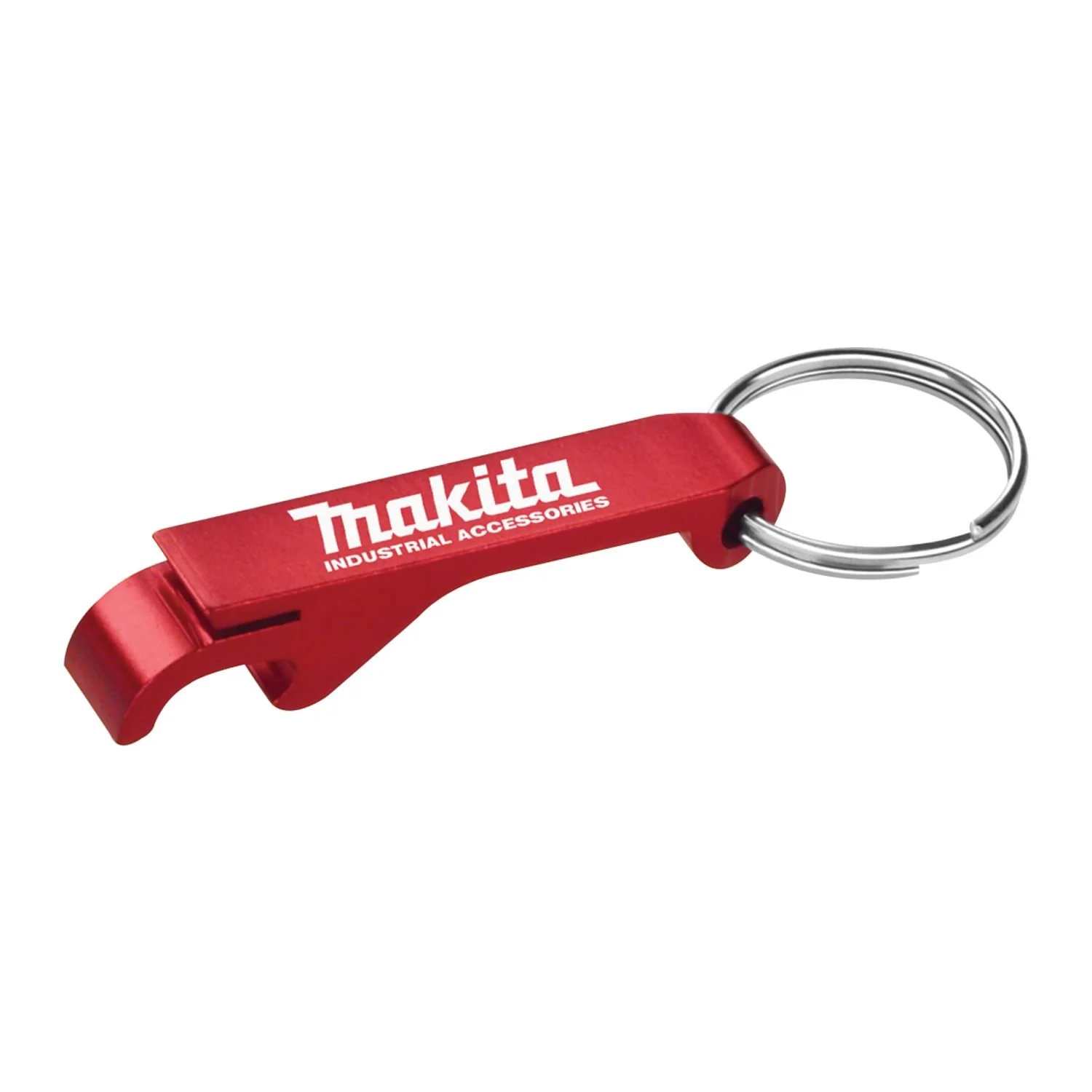 Custom Red aluminum bottle and can opener keychain with laser-engraved logo