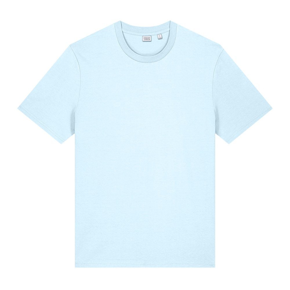 Stanley/Stella Creator 2.0 unisex t-shirt in Blue Ice, front view with classic crewneck and smooth print surface