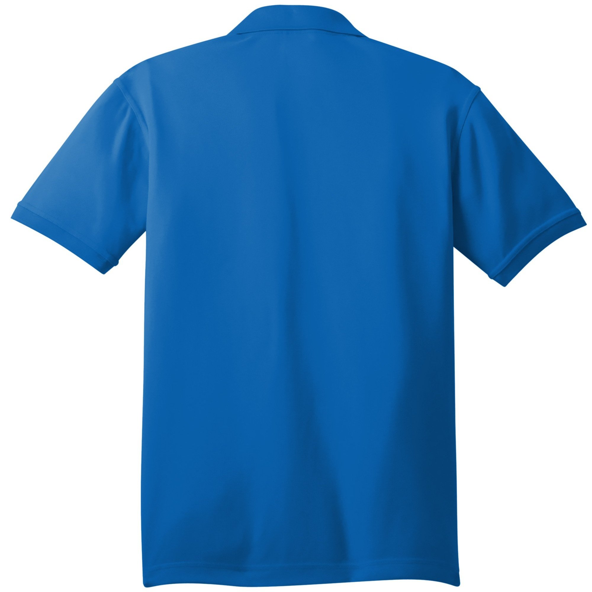 OGIO Caliber2.0 Polo in Electric Blue, shown from back, featuring 3-button placket and tonal OGIO sleeve logo.