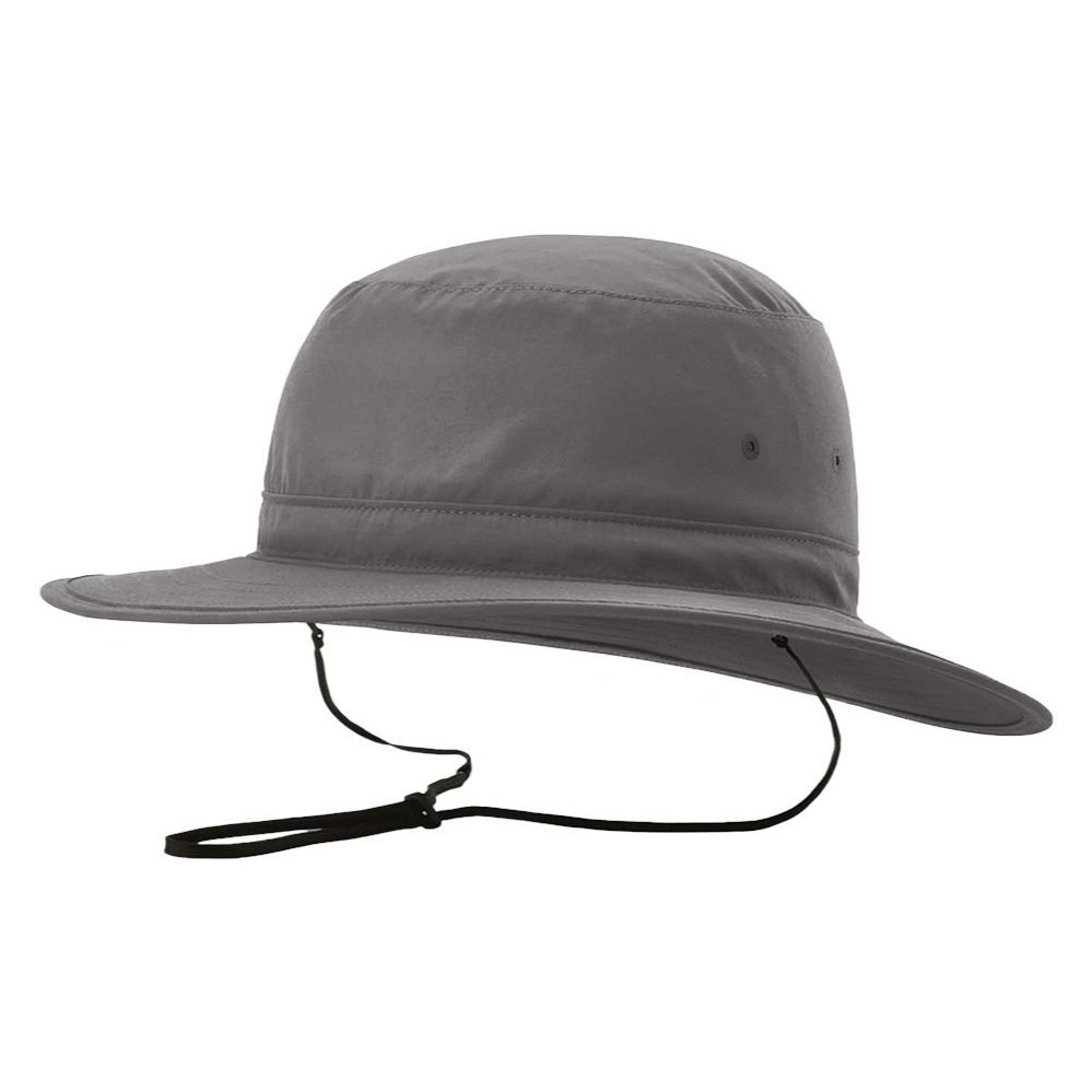 Charcoal Richardson 909 Booney Hat angle view highlighting adjustable chin strap