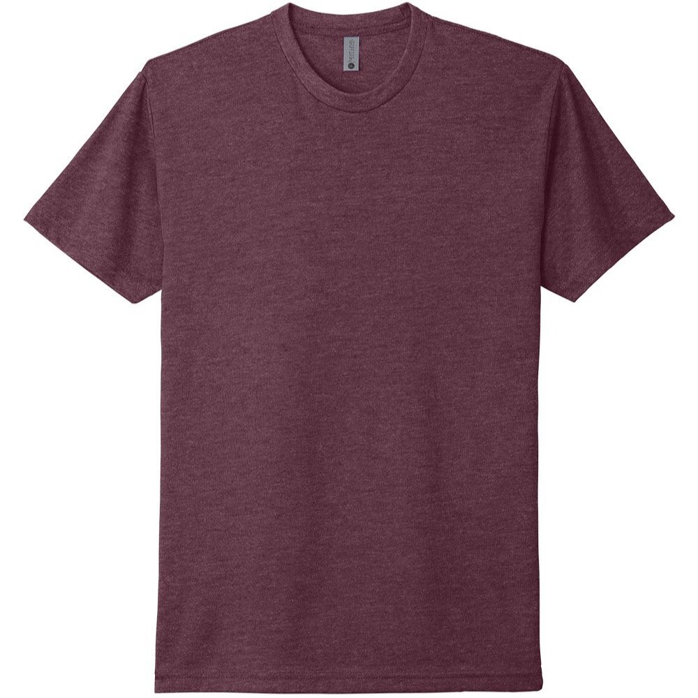Next Level 6210 CVC crew neck t-shirt in Heather Maroon, featuring a retail fit and soft cotton-poly blend.