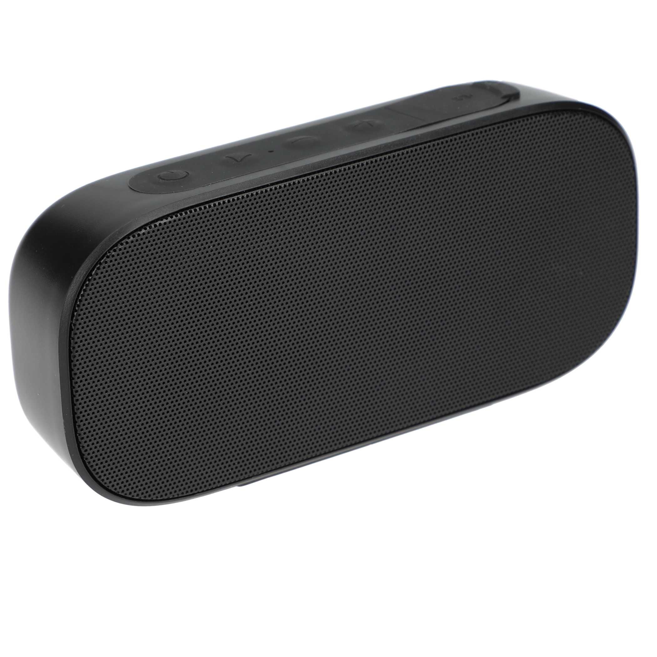 Angled view of Black Stark 2.0 Bluetooth® Speaker highlighting speaker grill and sleek design