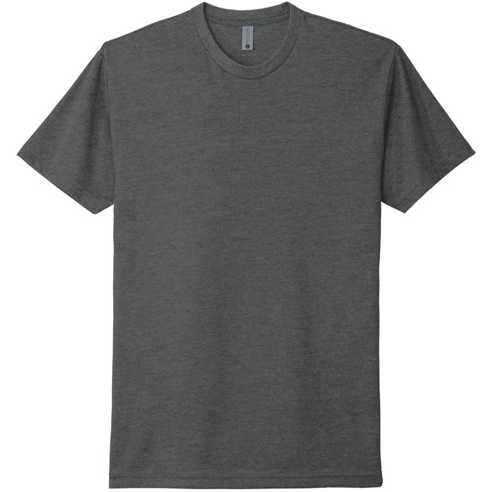 Next Level 6210 CVC crew neck t-shirt in Heather Heavy Metal, featuring a retail fit and soft cotton-poly blend.