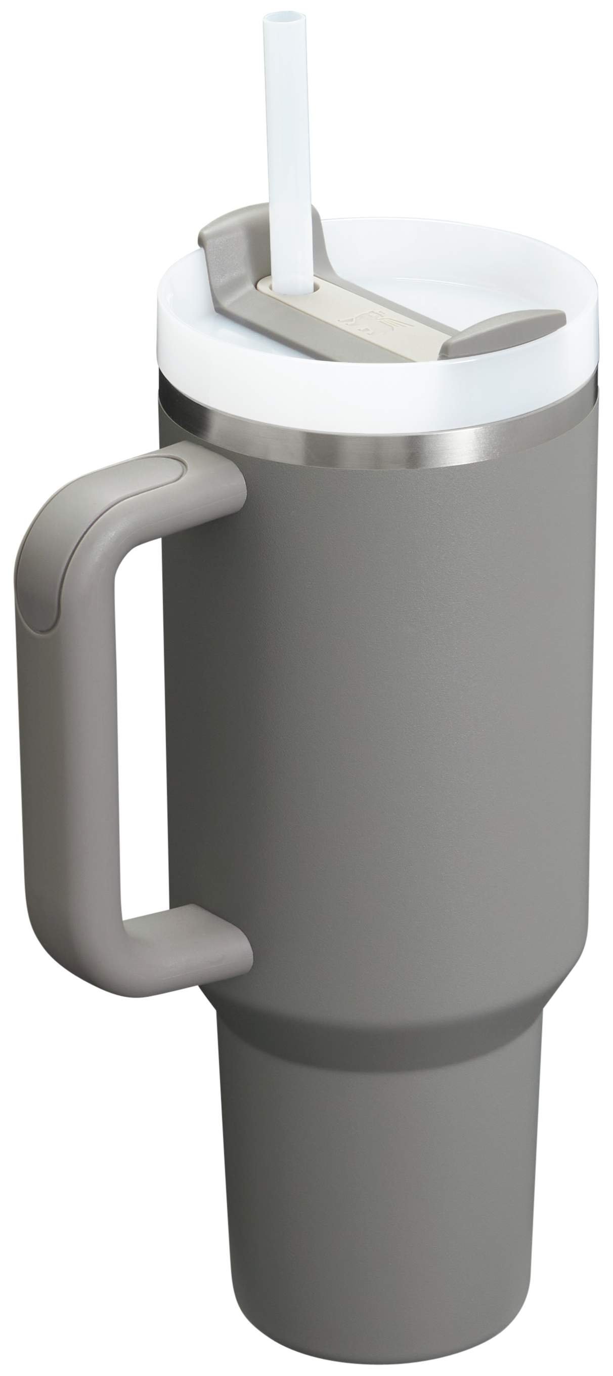 Stanley 40oz Quencher H2.0 Tumbler in stone with FlowState™ lid and reusable straw – close-up view