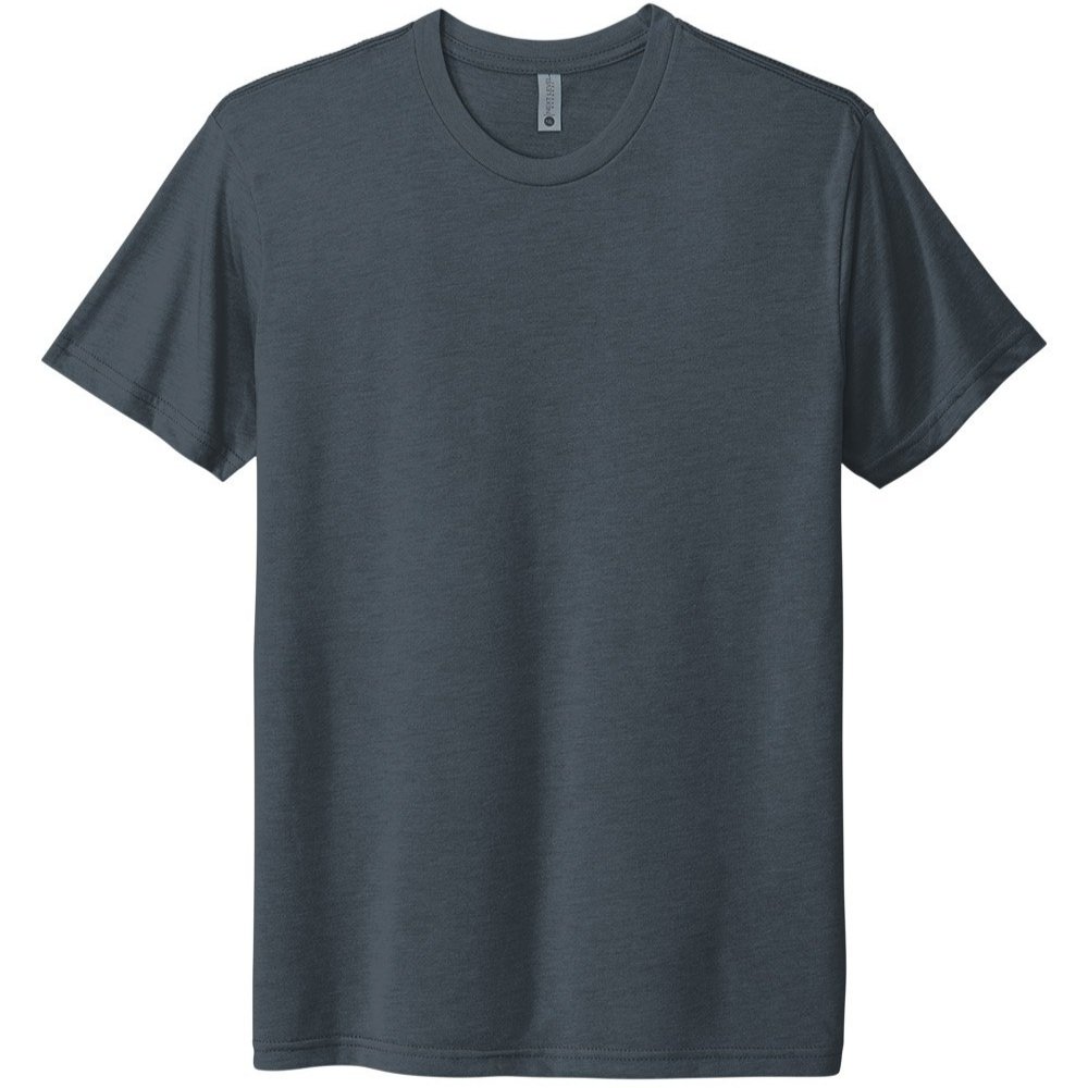 Next Level 6010 tri-blend t-shirt in Indigo, front view with retail fit and soft hand