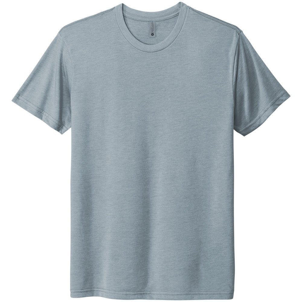 Next Level 6010 tri-blend t-shirt in Stonewash Denim, front view with retail fit and soft hand