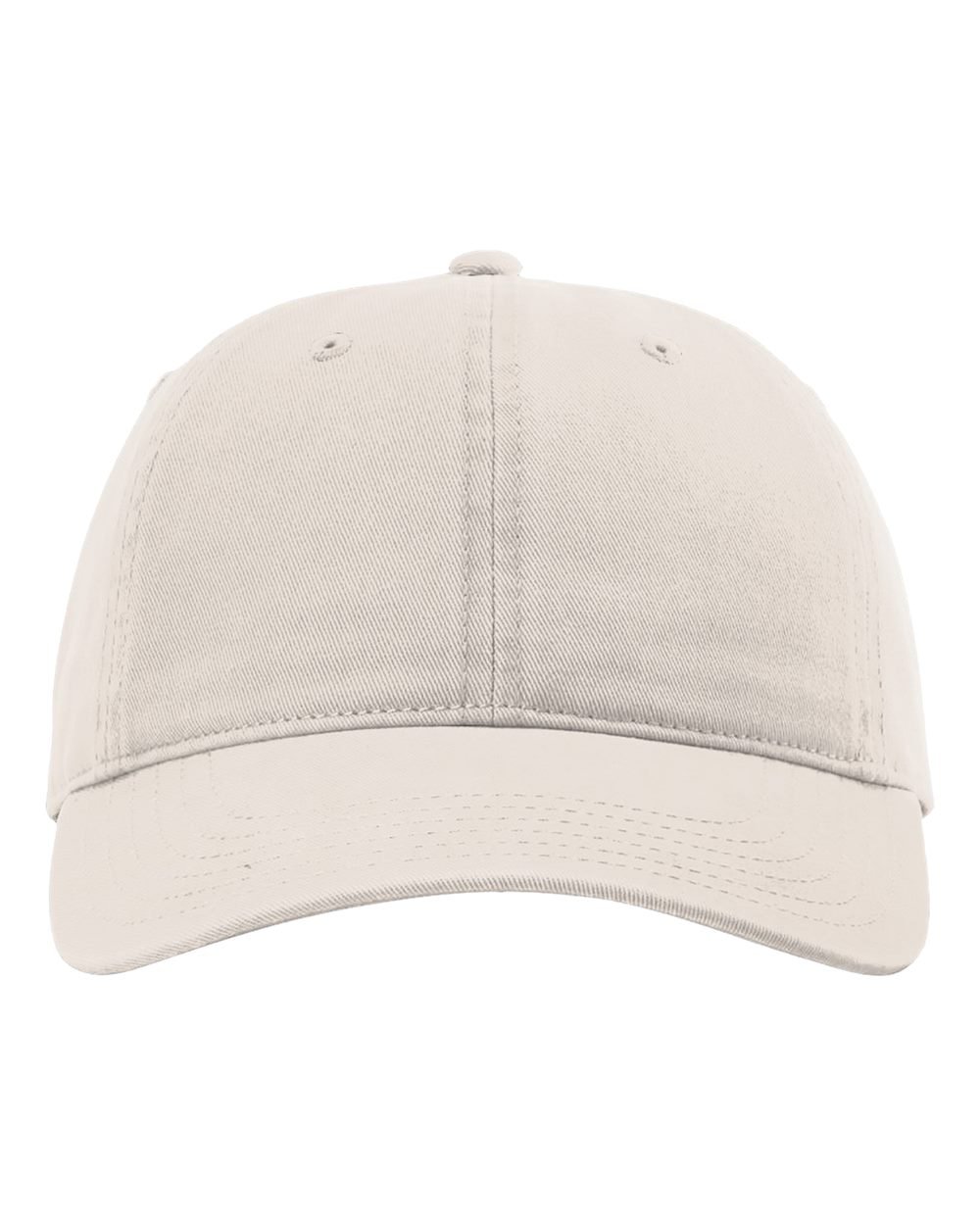 Richardson 326 Brushed Twill Cap in Stone, shown from front angle with curved visor and unstructured crown