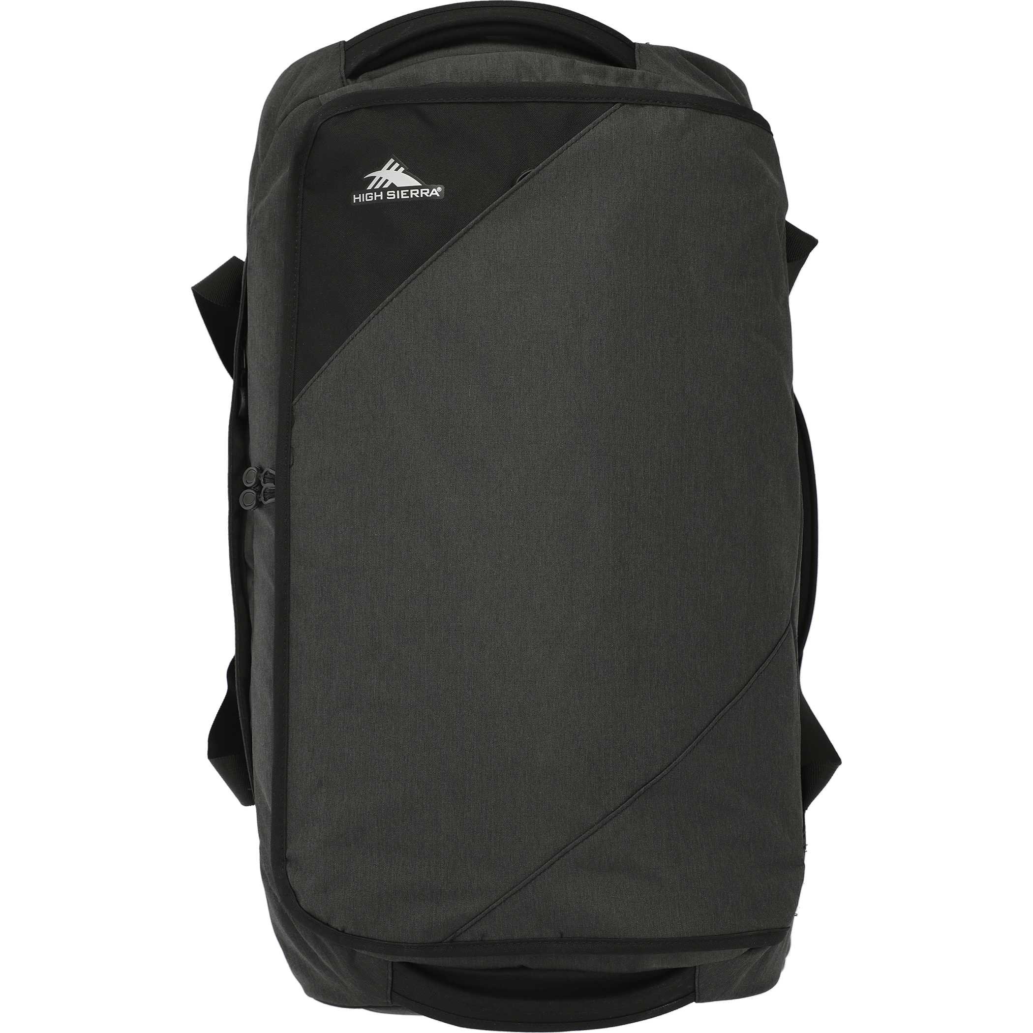 Overhead angle of High Sierra RPET rolling duffel showing High Sierra logo