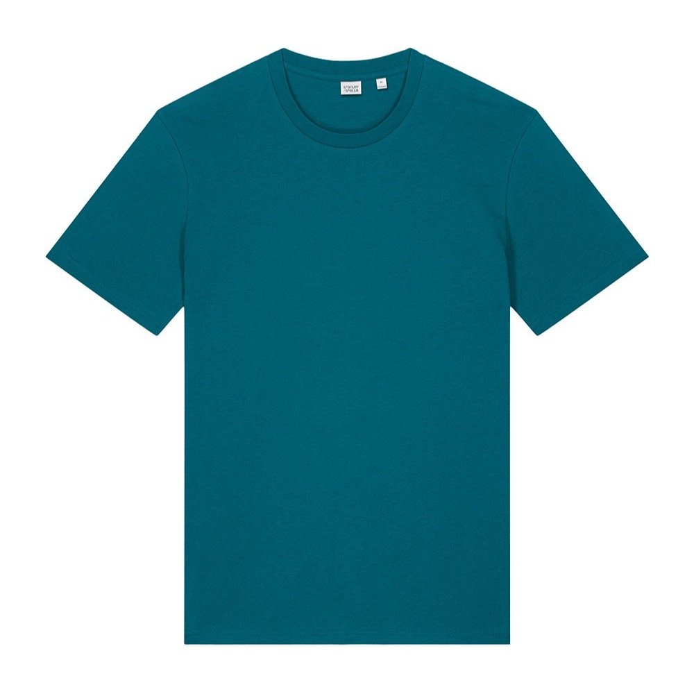 Stanley/Stella Crafter Tee in Ocean Depth, front view showing classic crewneck and short sleeves