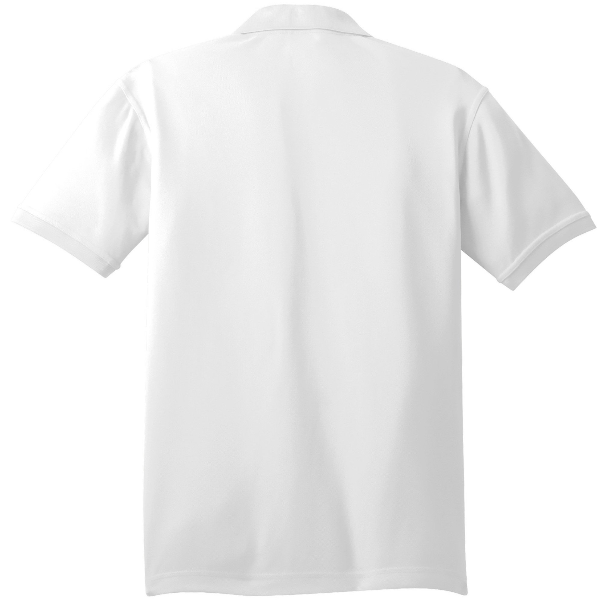 OGIO Caliber2.0 Polo in Bright White, shown from back, featuring 3-button placket and tonal OGIO sleeve logo.