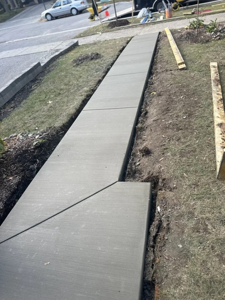 Concrete Walkway Installation with Broom Finish