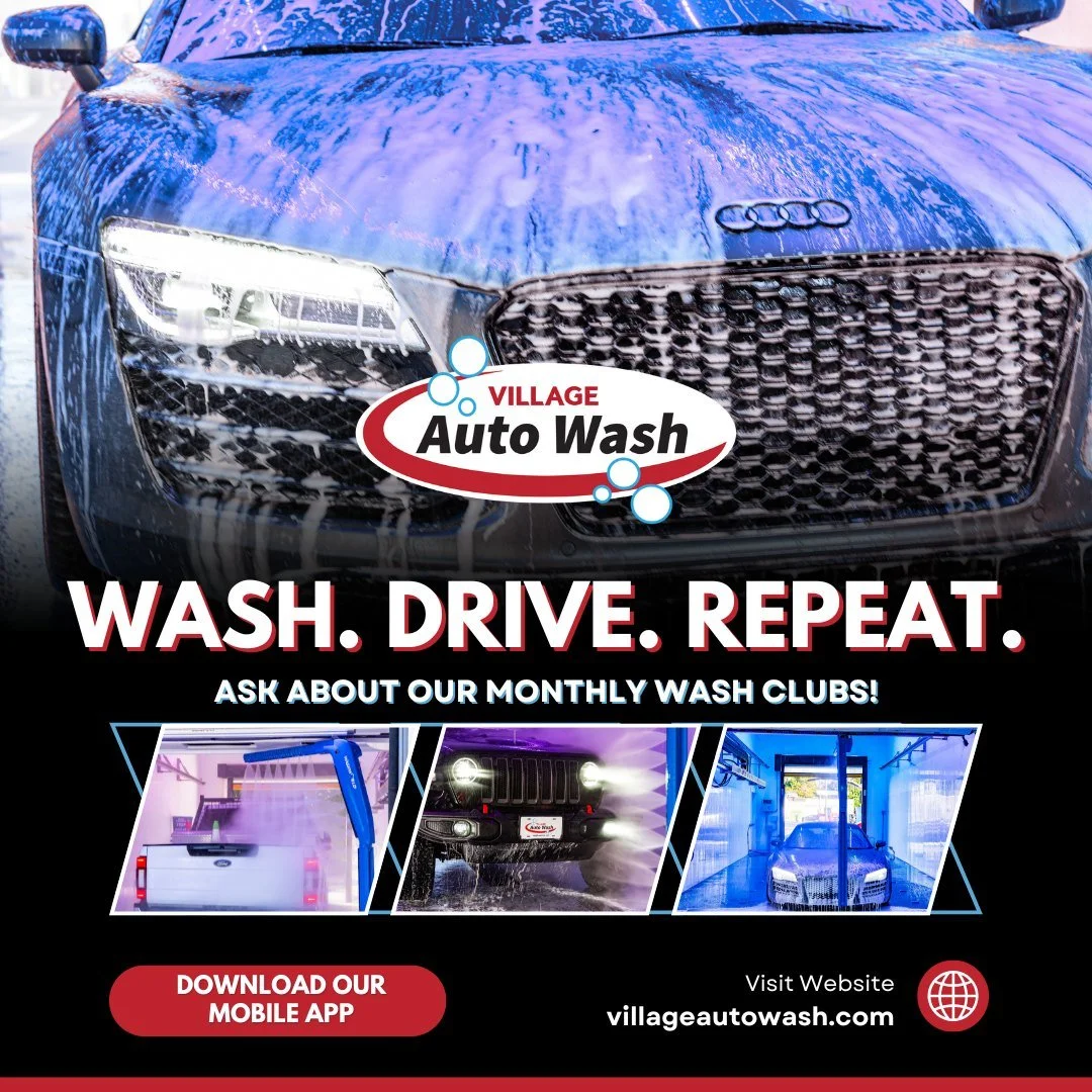 🚘❄ Looking forward to a clean winter? ✨Check out our Wash Clubs where you can stop in for a wash any day of the month you want, including all of them, for the price of just 2 washes per month. 📲 Download the Village Auto Wash mobile app now and fin