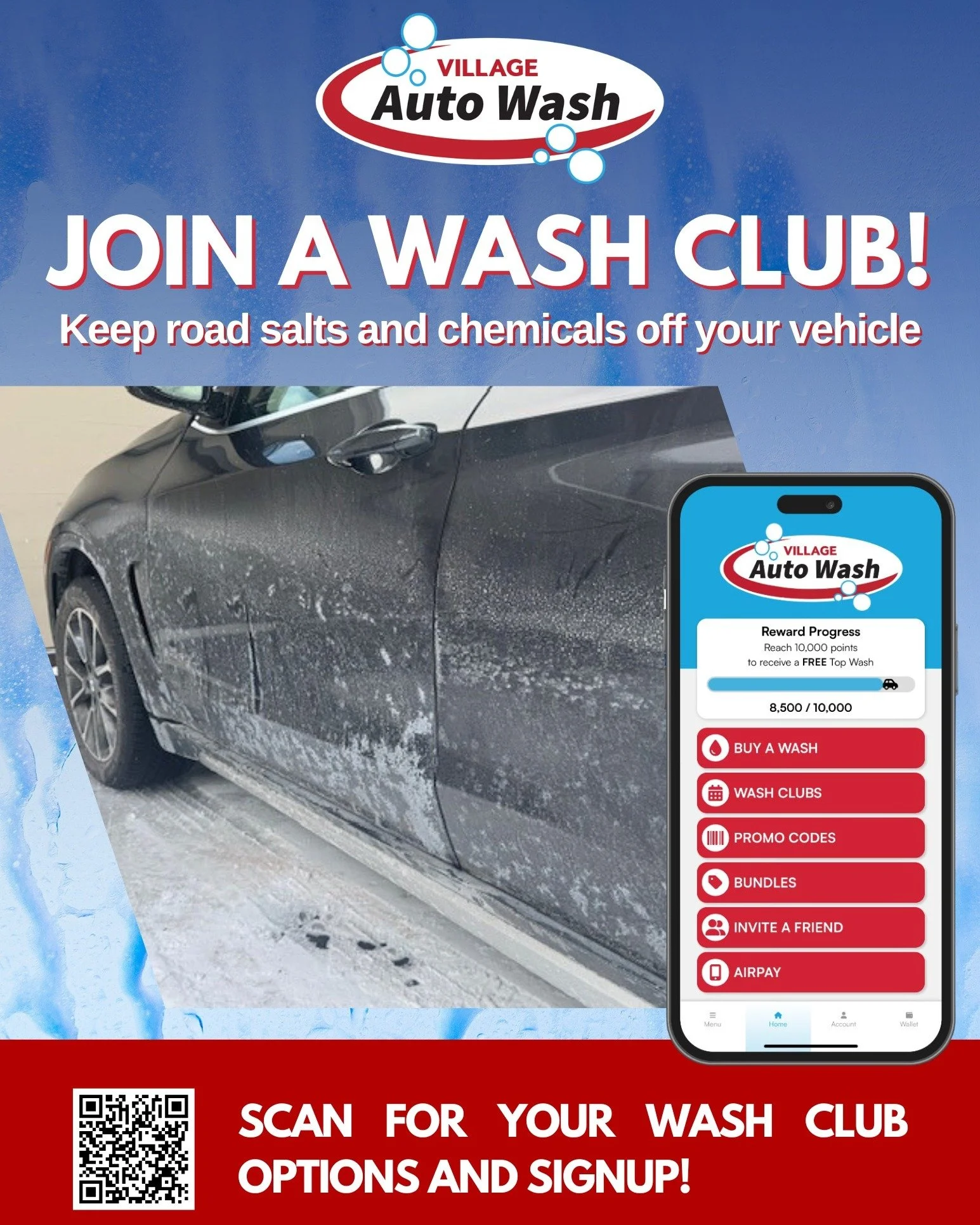 👉🏼 Did you know our WASH CLUB MEMBERS can swing through the wash EVERY DAY they see road treatment chemicals being used? ❗They aren't crazy, they're protecting the longevity of their vehicle! ❓How to become a WASH CLUB MEMBER? 🤳 Download the Villa